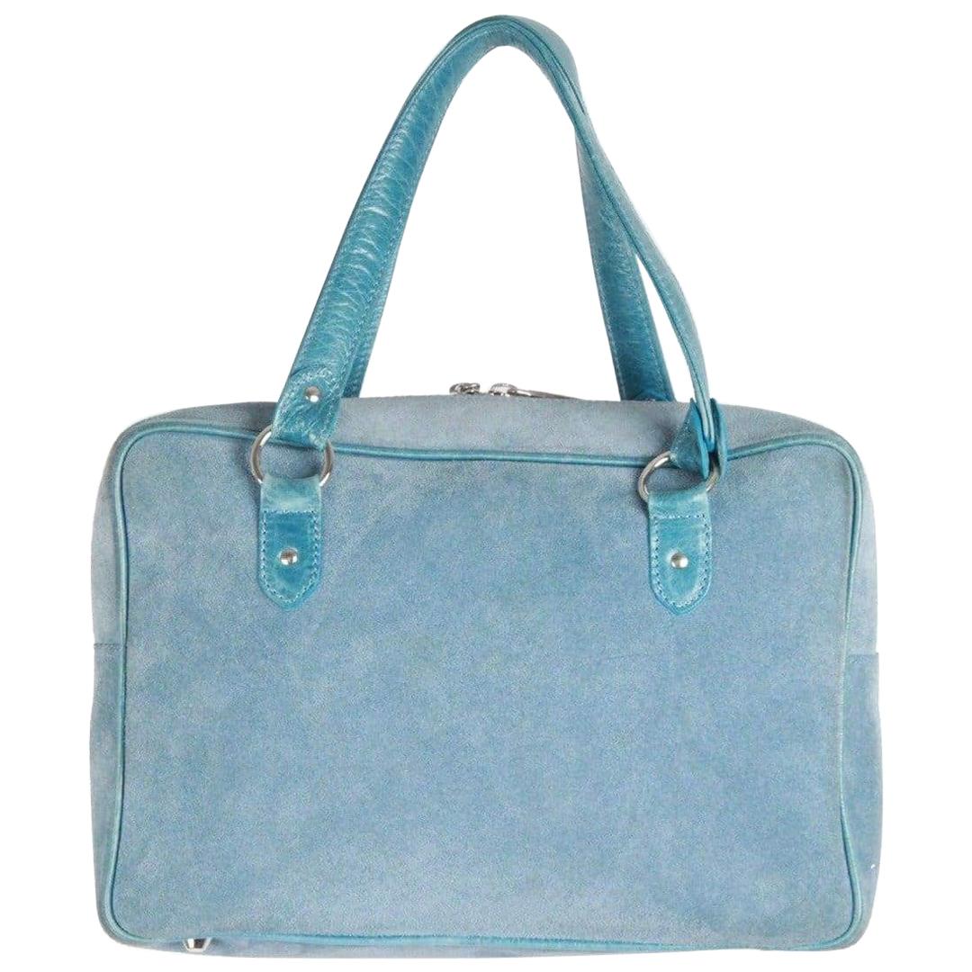 Marina Rinaldi Light Blue Suede Satchel Bag Handbag