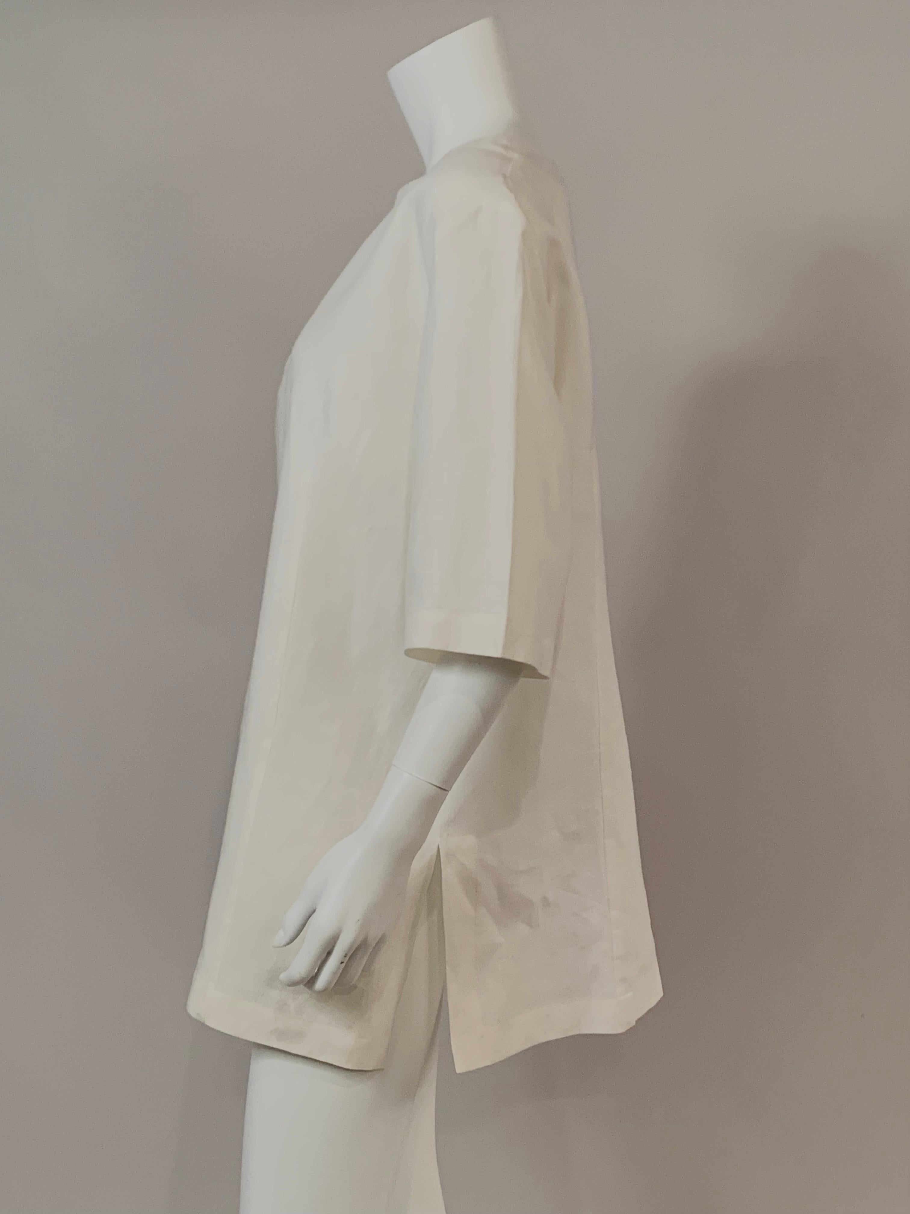 Marina Rinaldi White Linen Tunic   Never Worn In Excellent Condition For Sale In New Hope, PA