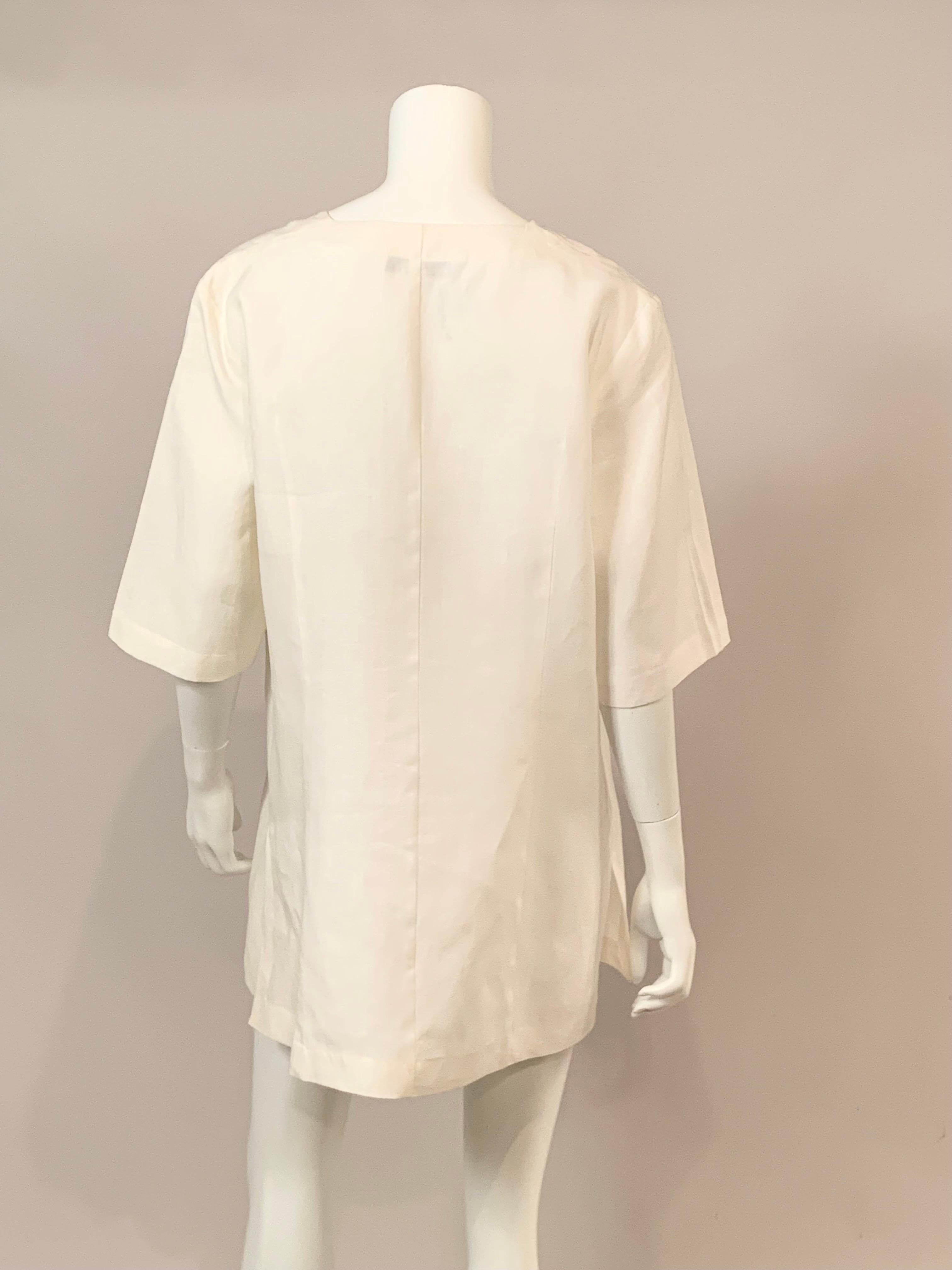 Women's Marina Rinaldi White Linen Tunic   Never Worn For Sale