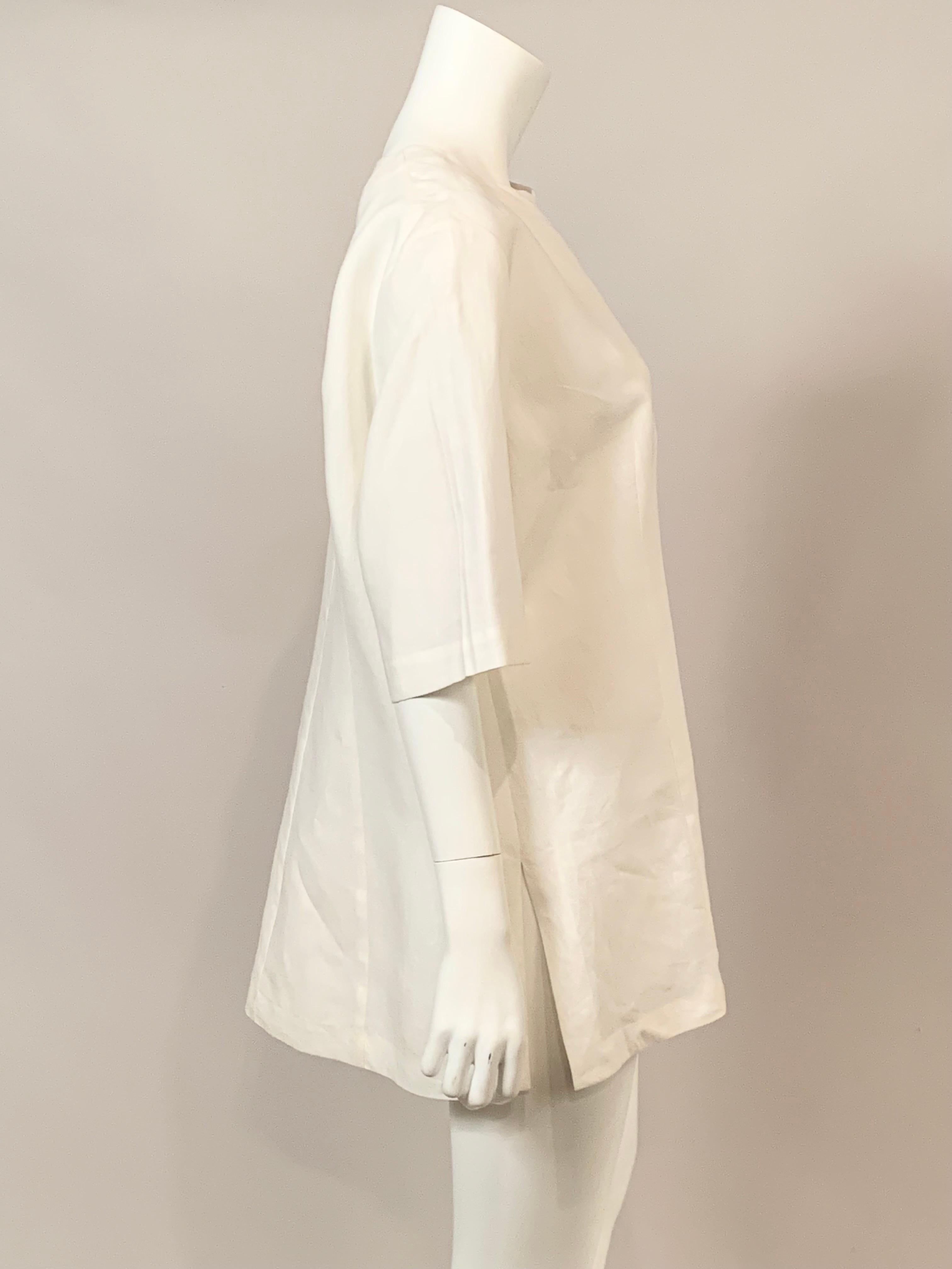 Marina Rinaldi White Linen Tunic   Never Worn For Sale 1