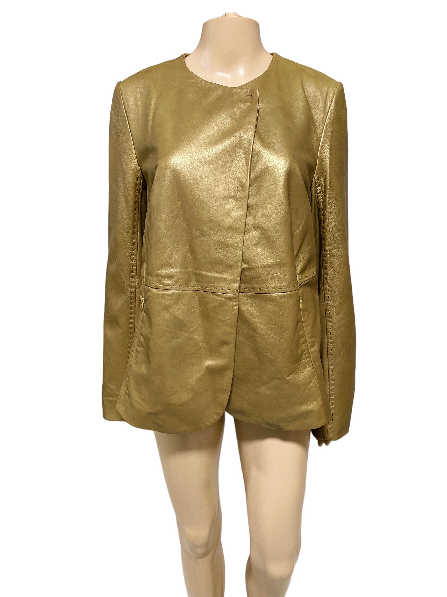 Brown Marina Rinaldi x Max Mara Genuine Leather Jacket - Limited Edition For Sale