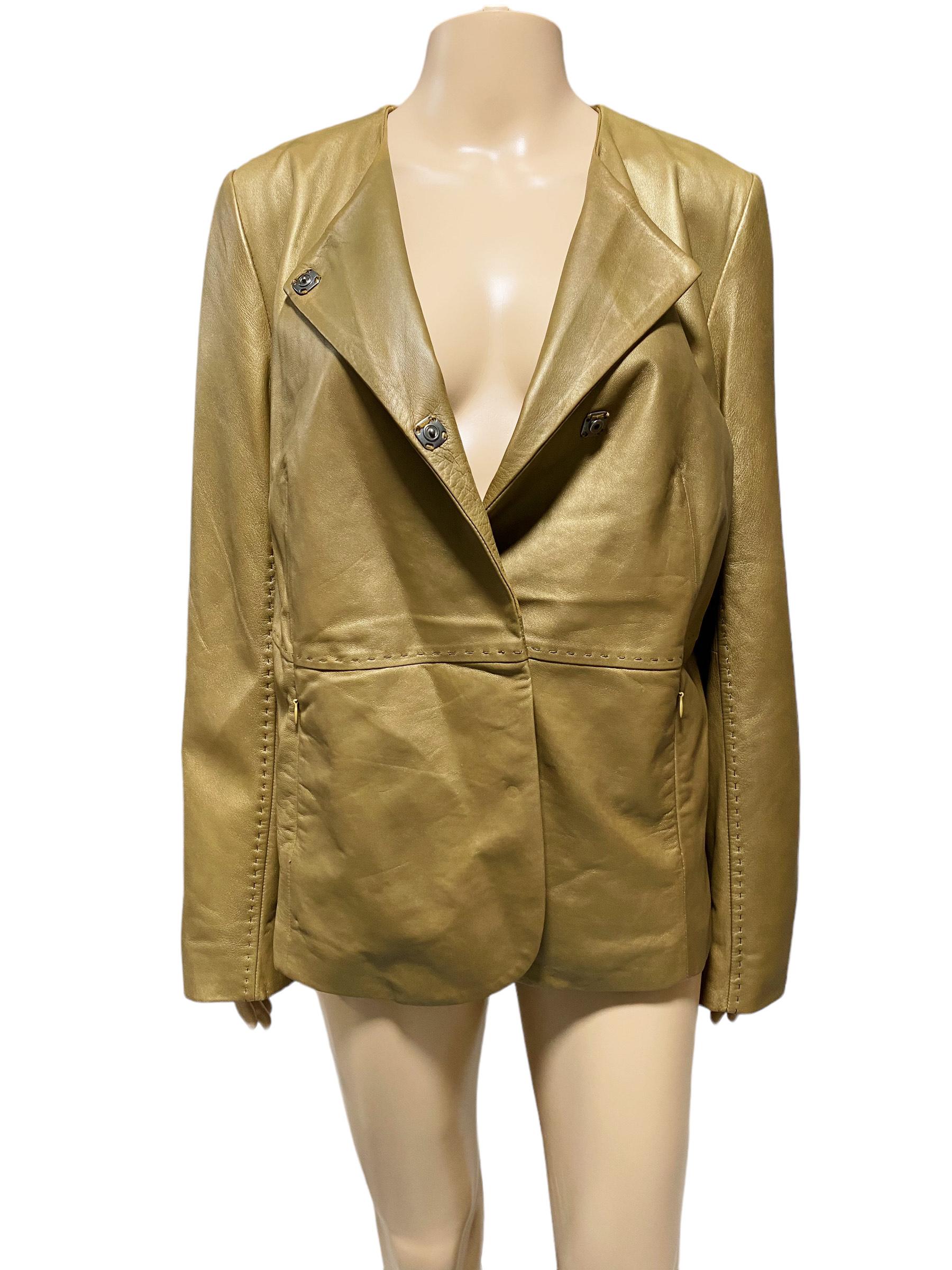 Marina Rinaldi x Max Mara Genuine Leather Jacket - Limited Edition For Sale 3
