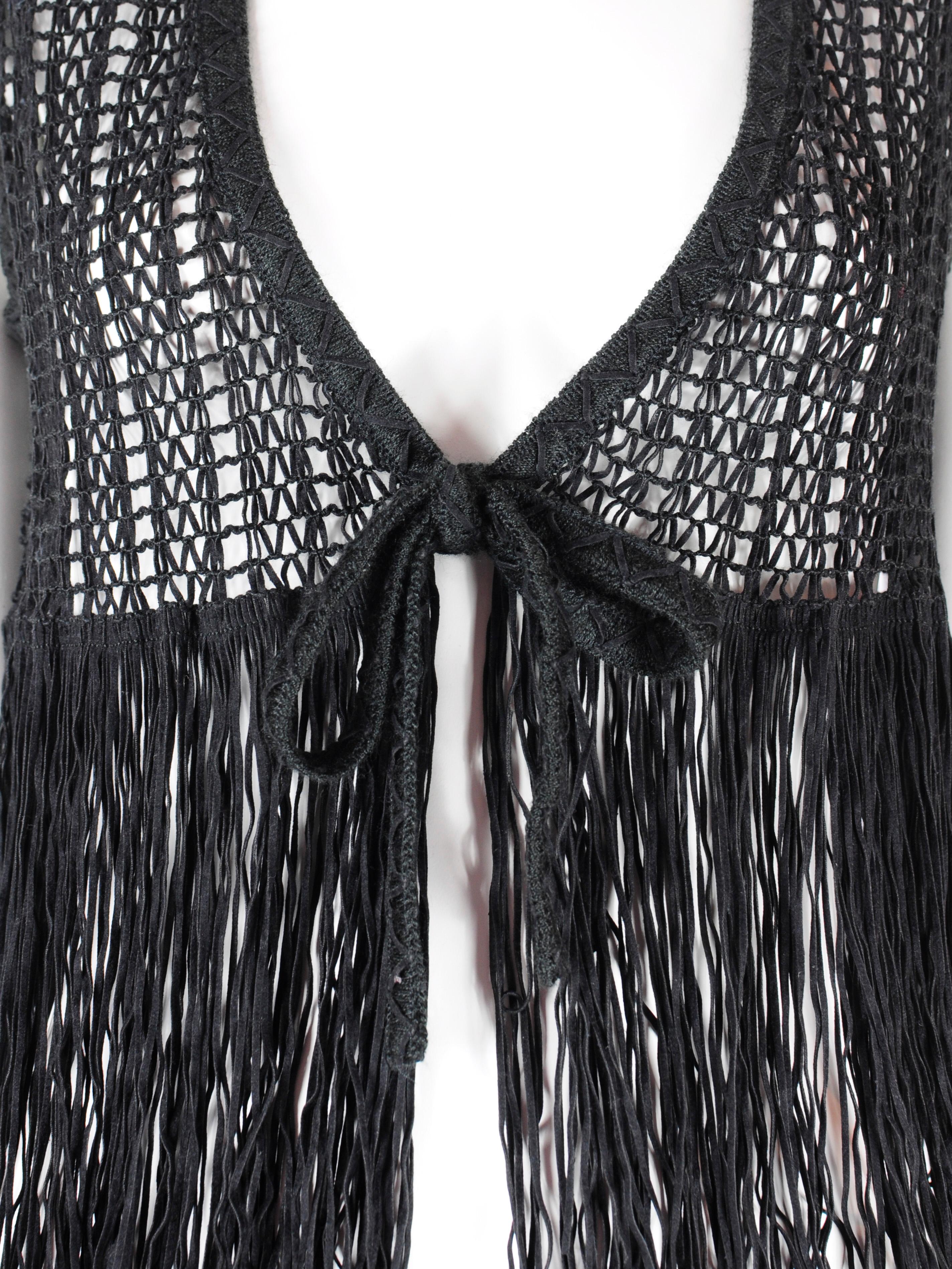 Marina Sitbon for Kamosho Paris 2-piece Fringe Crop Top and Mini Skirt Set 1990s For Sale 3