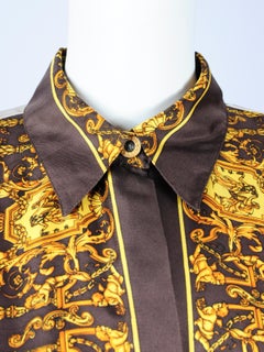 Marina Sitbon pour Kamosho Paris Baroque Print Silk Blouse 1990s