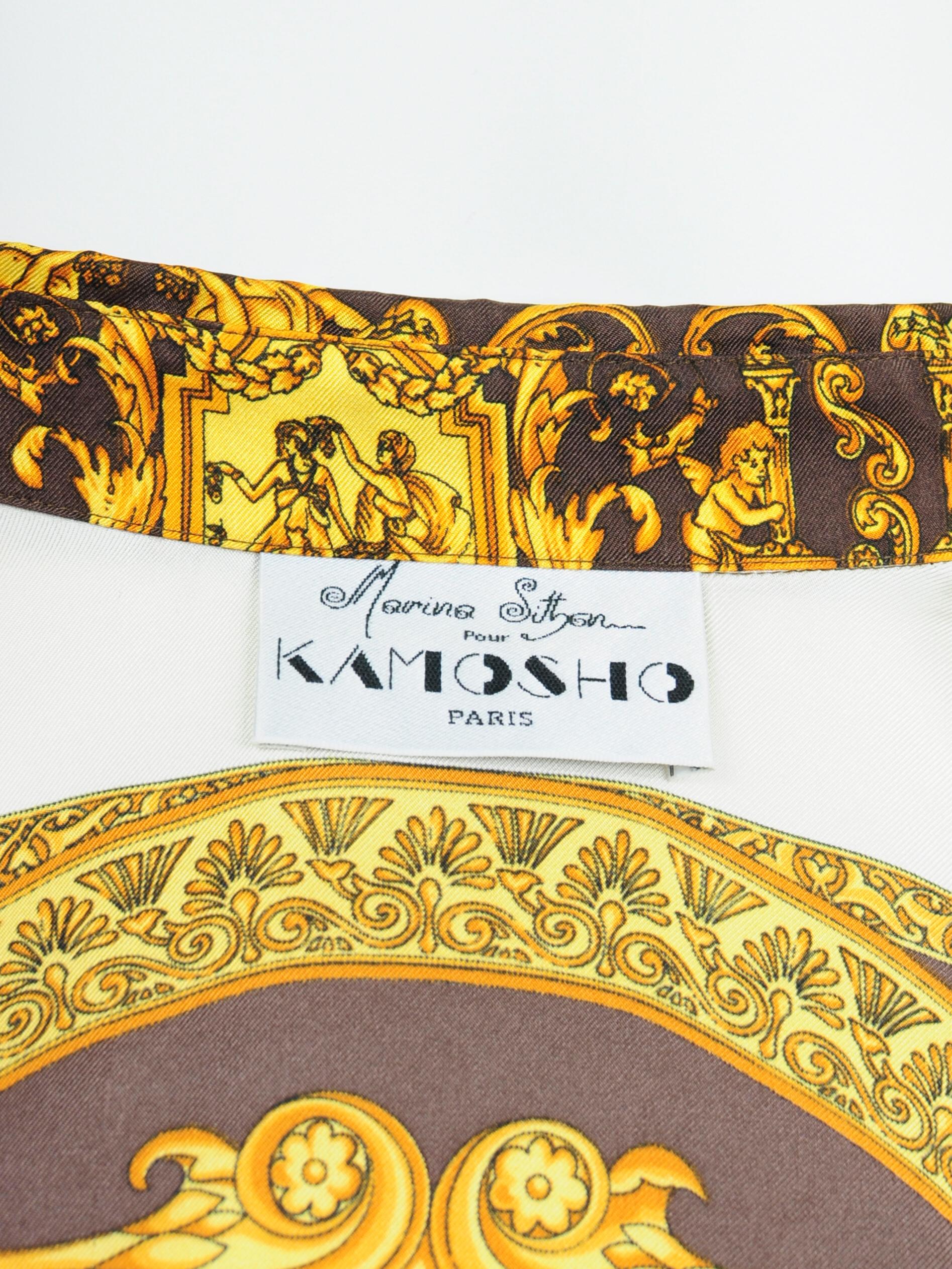 Marina Sitbon pour Kamosho Paris Baroque Print Silk Blouse 1990s For Sale 4