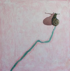 Glamour. Schnecke. Rosa. Grün. Glitzern. Funkeln. Original. Klein. Rosa. Quadratisch.