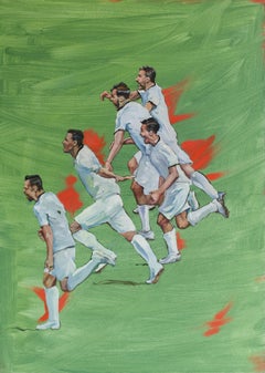Goal. Green. soccer. sport. football. oil. red. white
