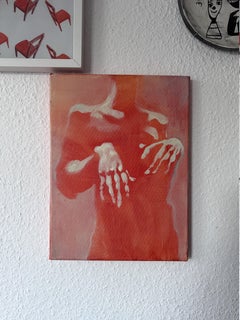 Les mains. Petite peinture. Impressionnant. Les doigts. Rouge. Blanc. Nus. Femme. Nus.