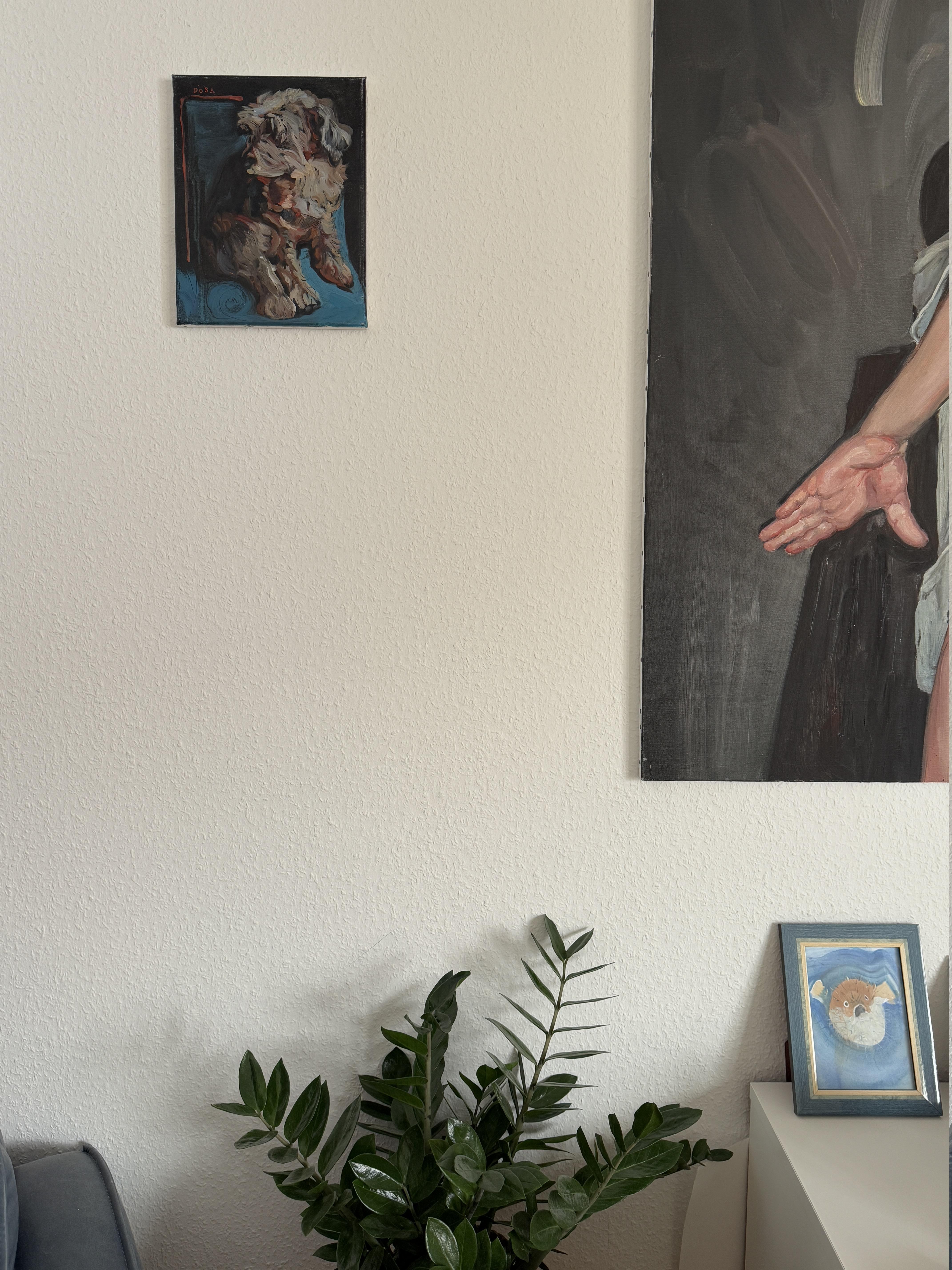 Rosa. Hunde Porträt – Painting von Marina Skepner