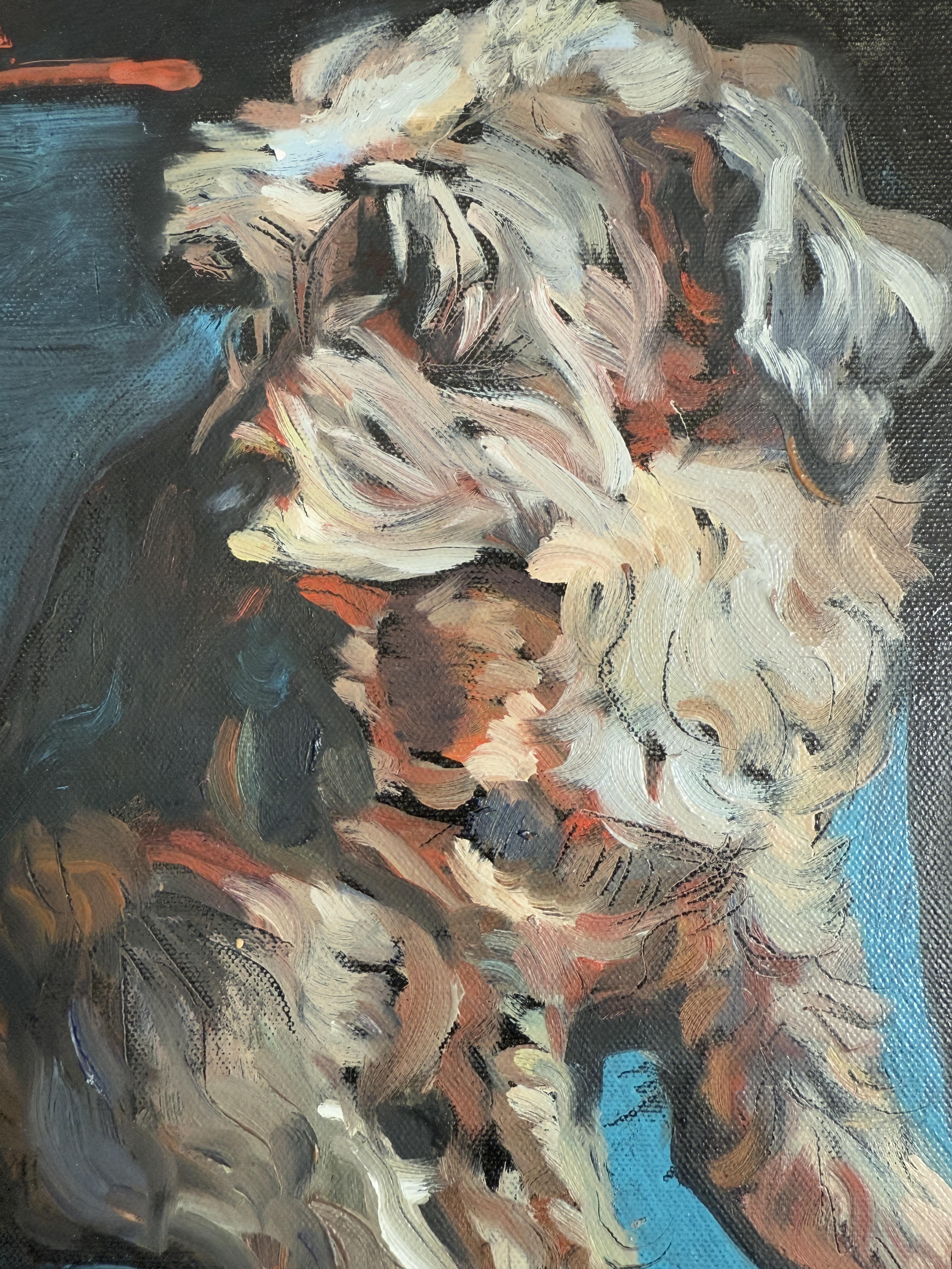 Rosa. Hunde Porträt (Violett), Animal Painting, von Marina Skepner