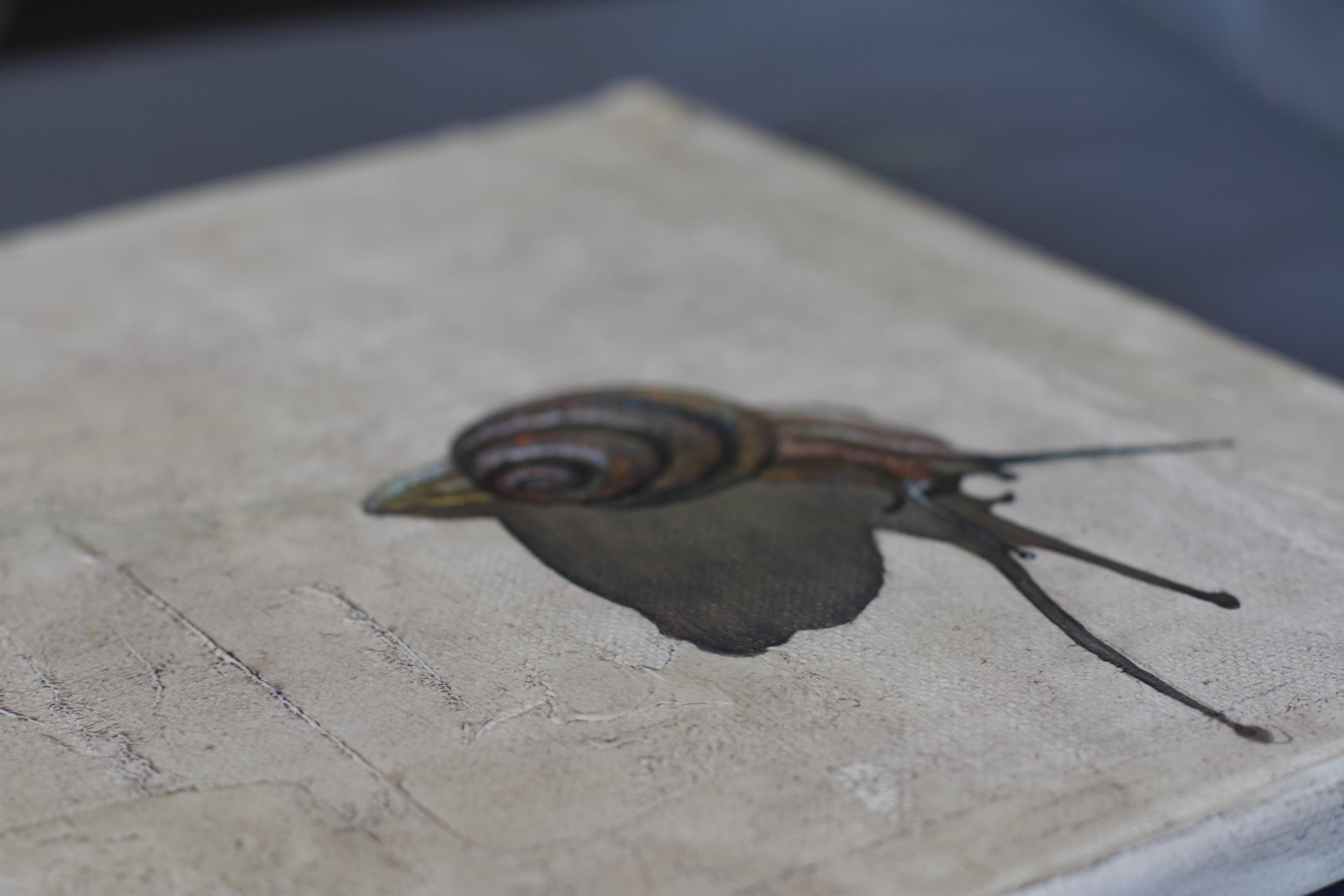 Snail - Gray Animal Painting by Marina Skepner