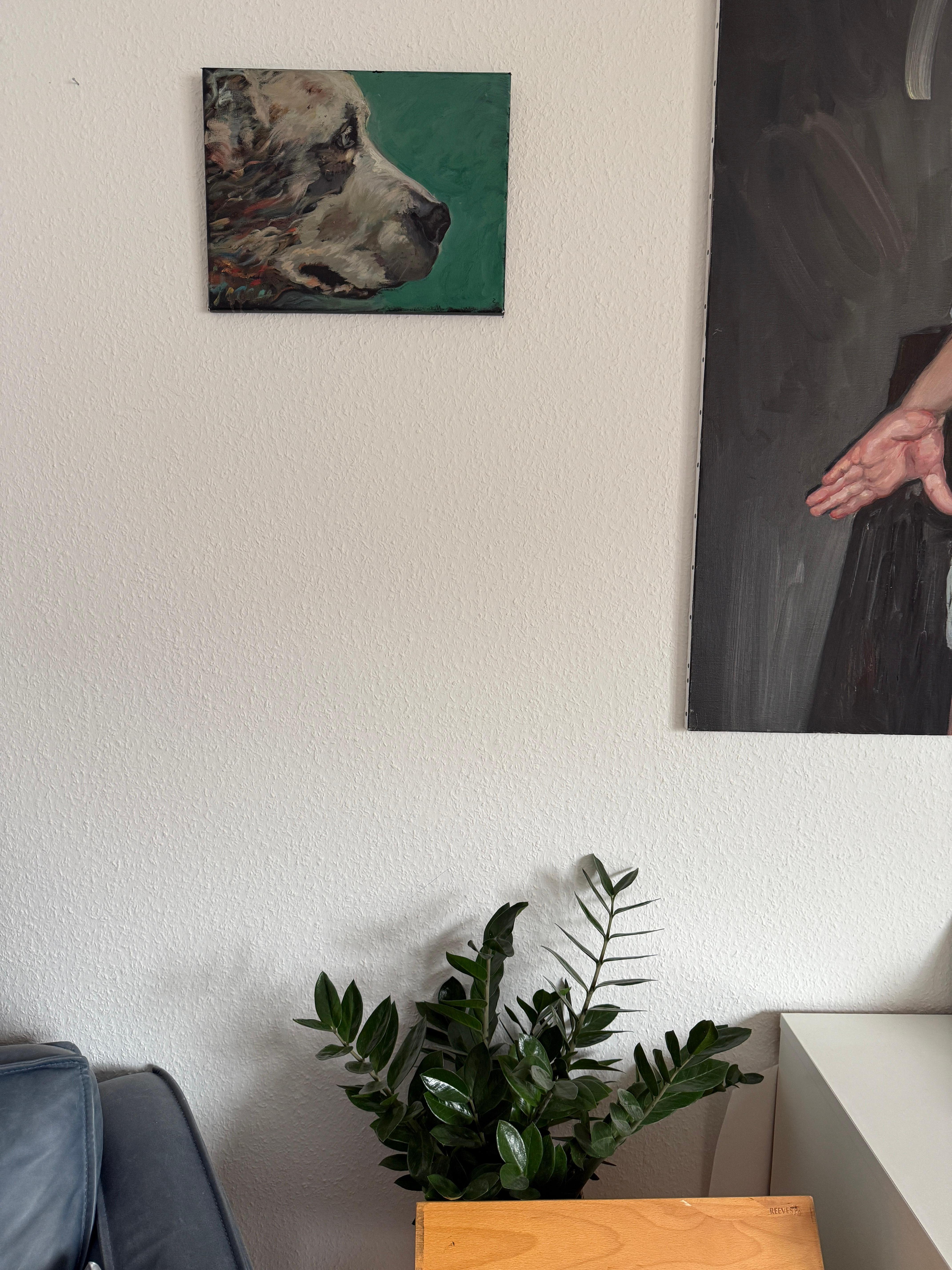 Whiting. Portraits de chiens - Gris Animal Painting par Marina Skepner