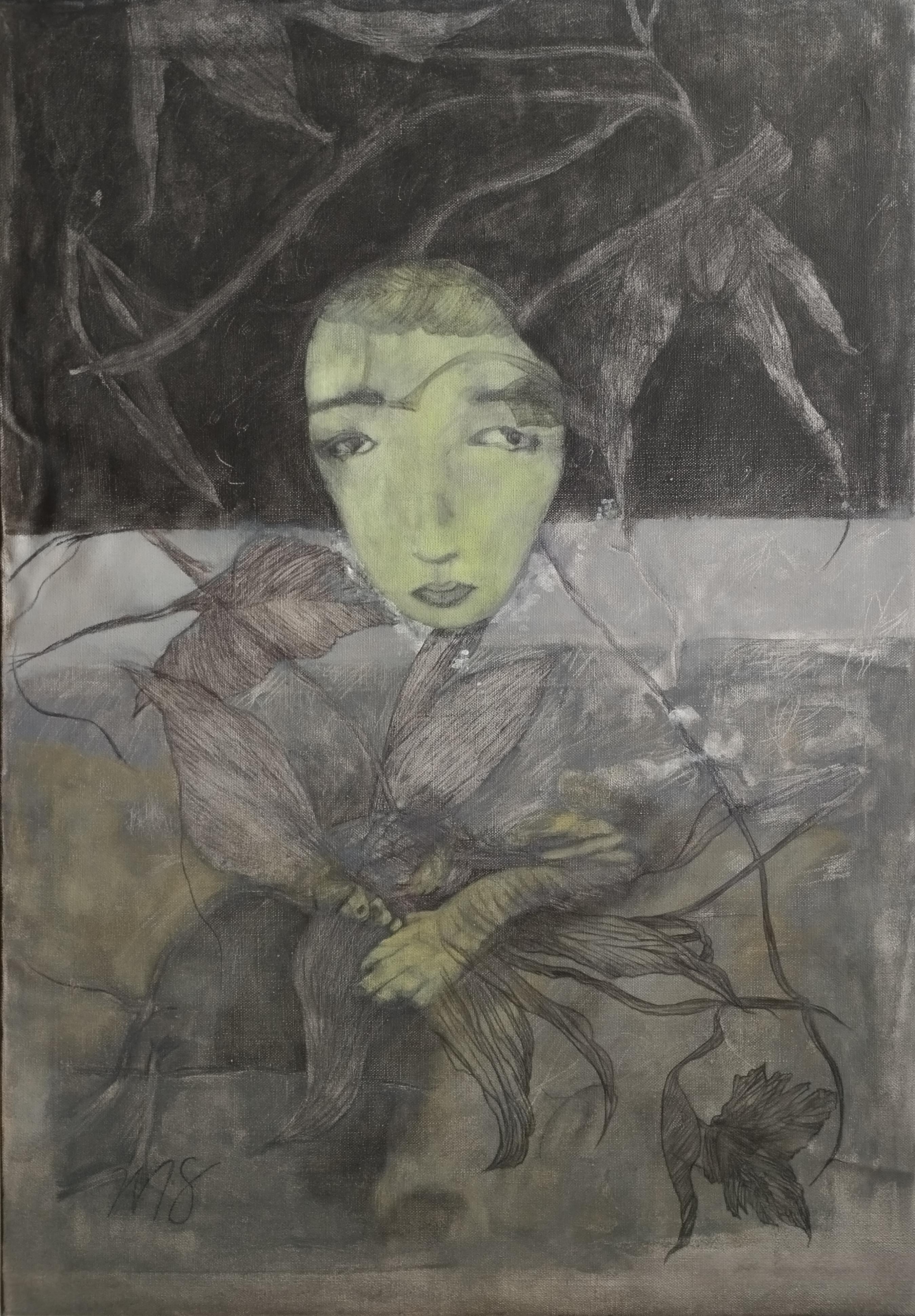 Marina Skvortsova Portrait Painting – Bakeneko 3