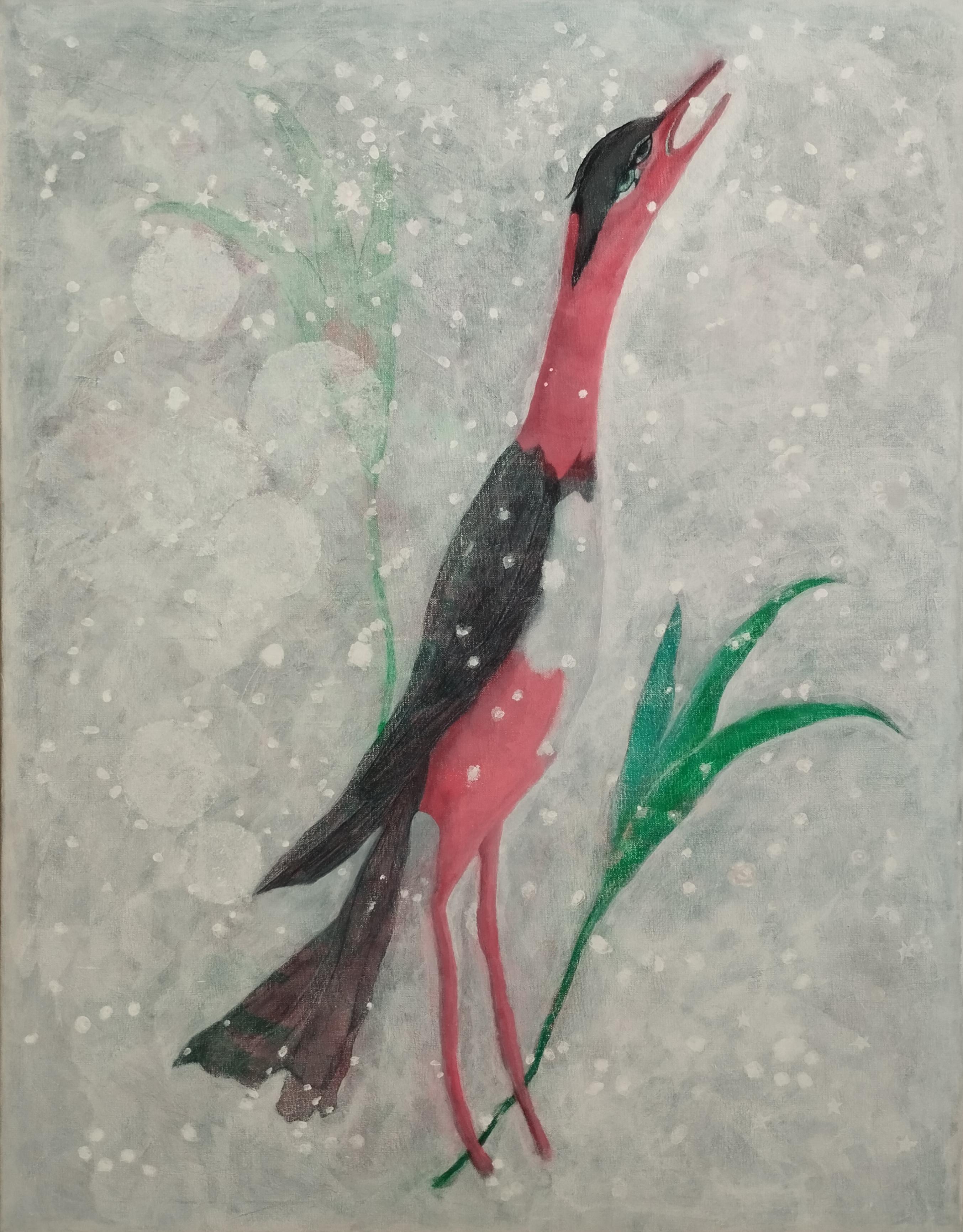 Vogel Acrylgemälde auf Baumwollleinwand, Post-Modern, ungerahmt, 2010+