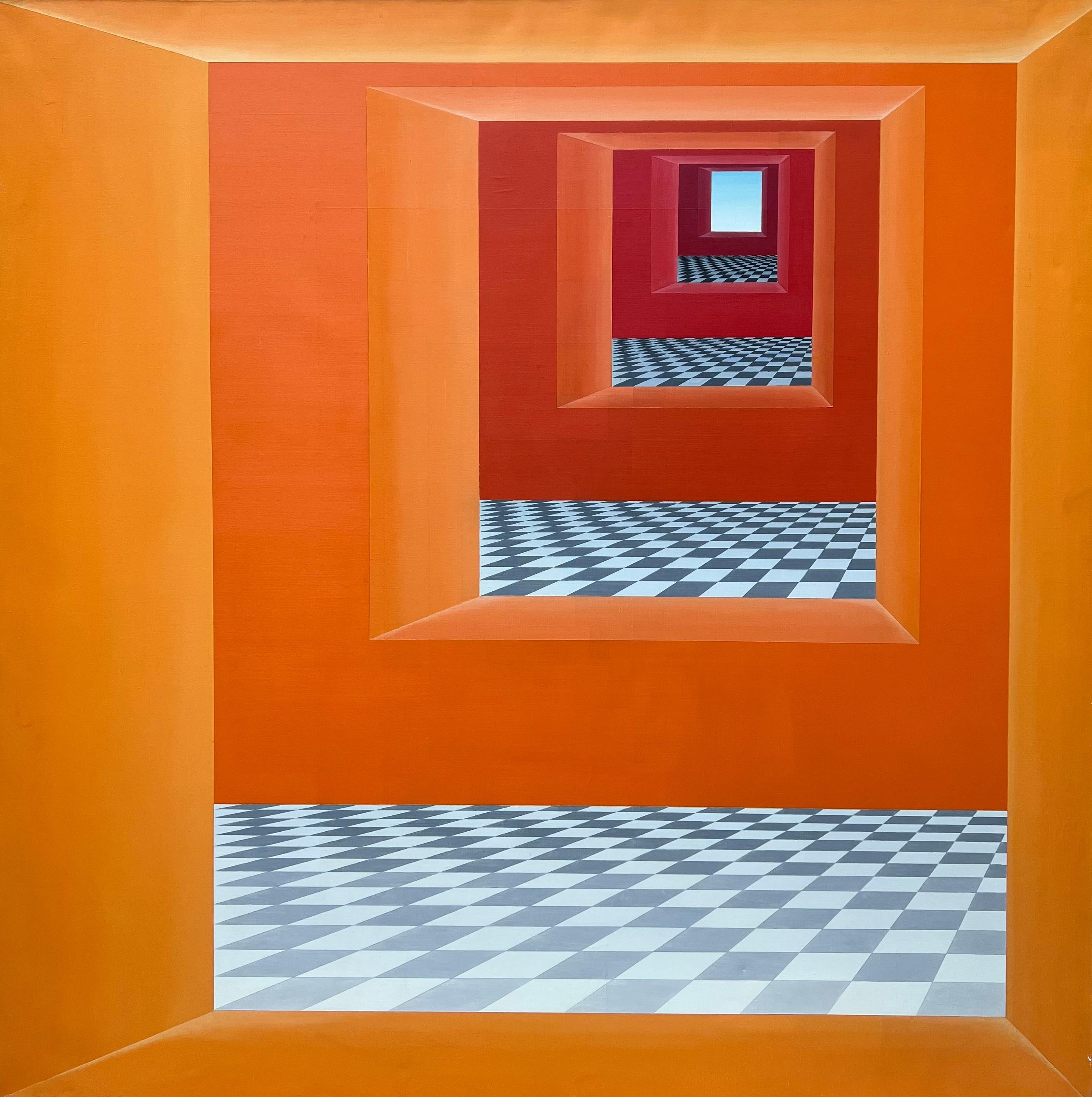 Marina Stern Abstract Painting - Rooms Orange