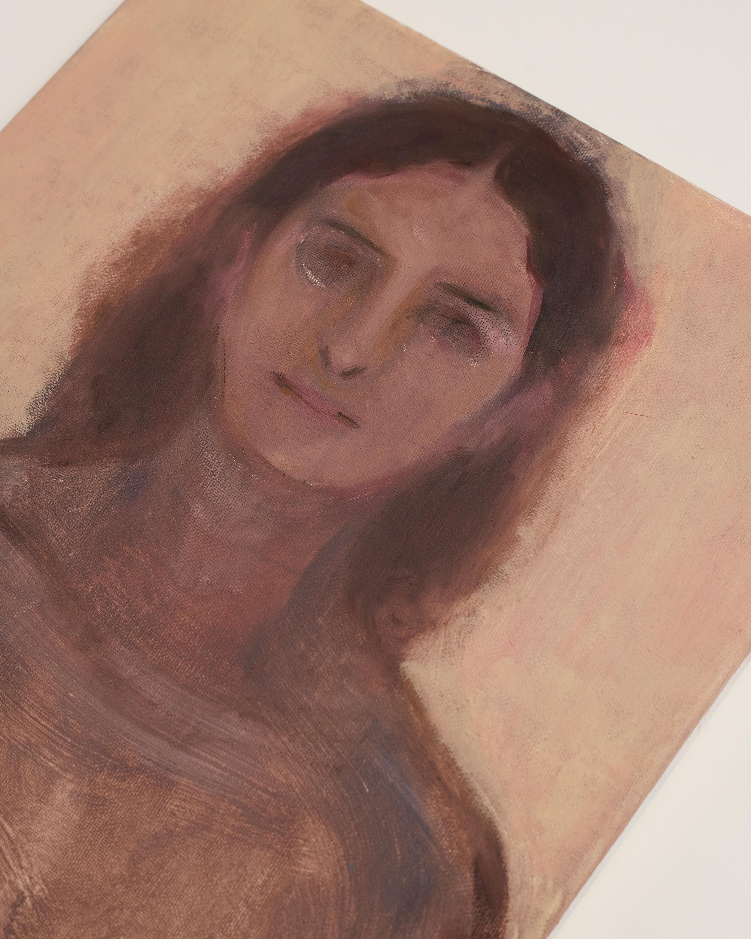 Le froid du désert - Portrait contemporain à l'huile sur toile - Painting de Marina Taleb