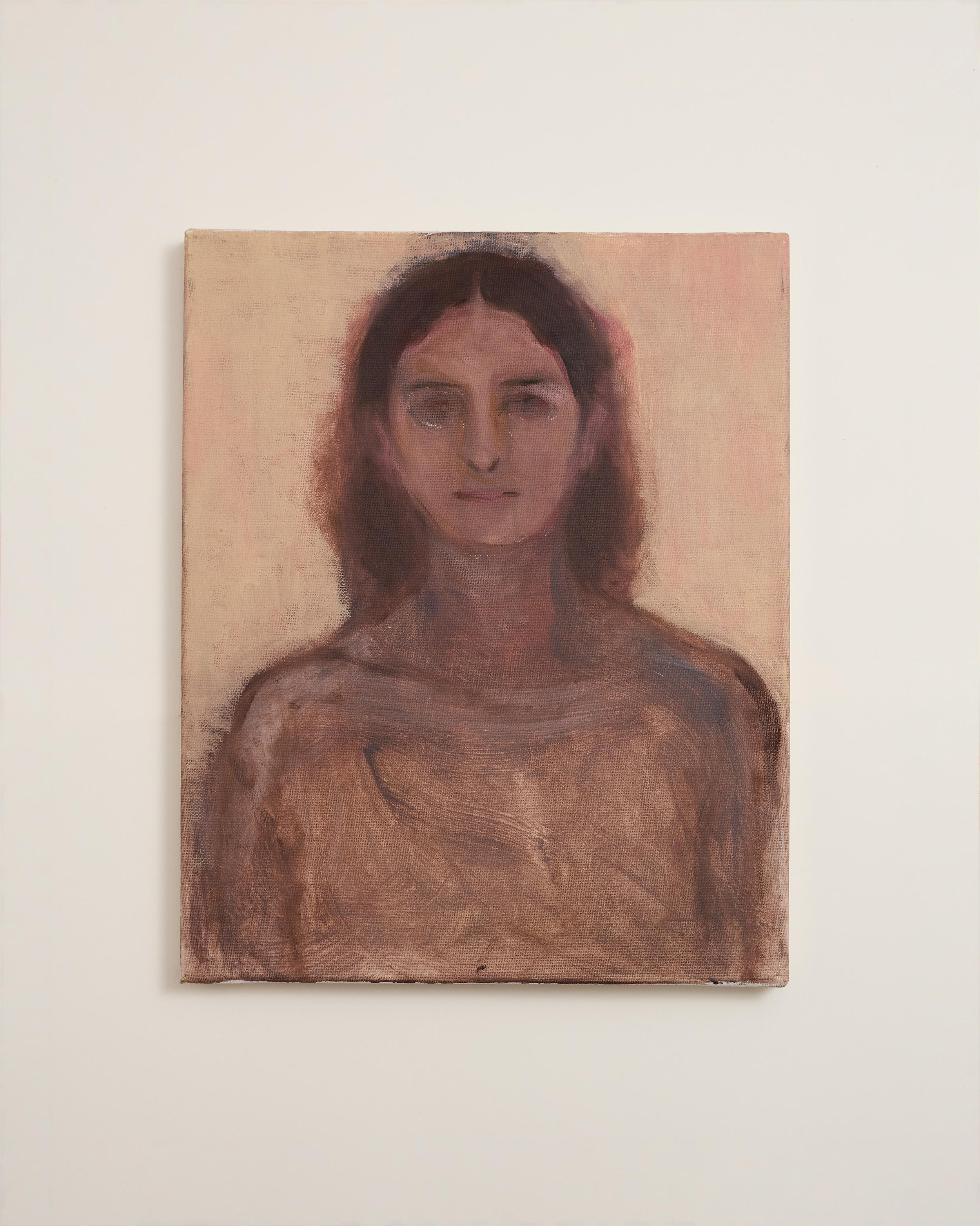 Portrait Painting Marina Taleb - Le froid du désert - Portrait contemporain à l'huile sur toile