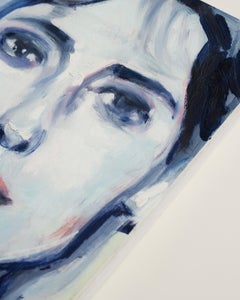 Velours froid - Contemporary Oil on Wood Portrait by a french artist