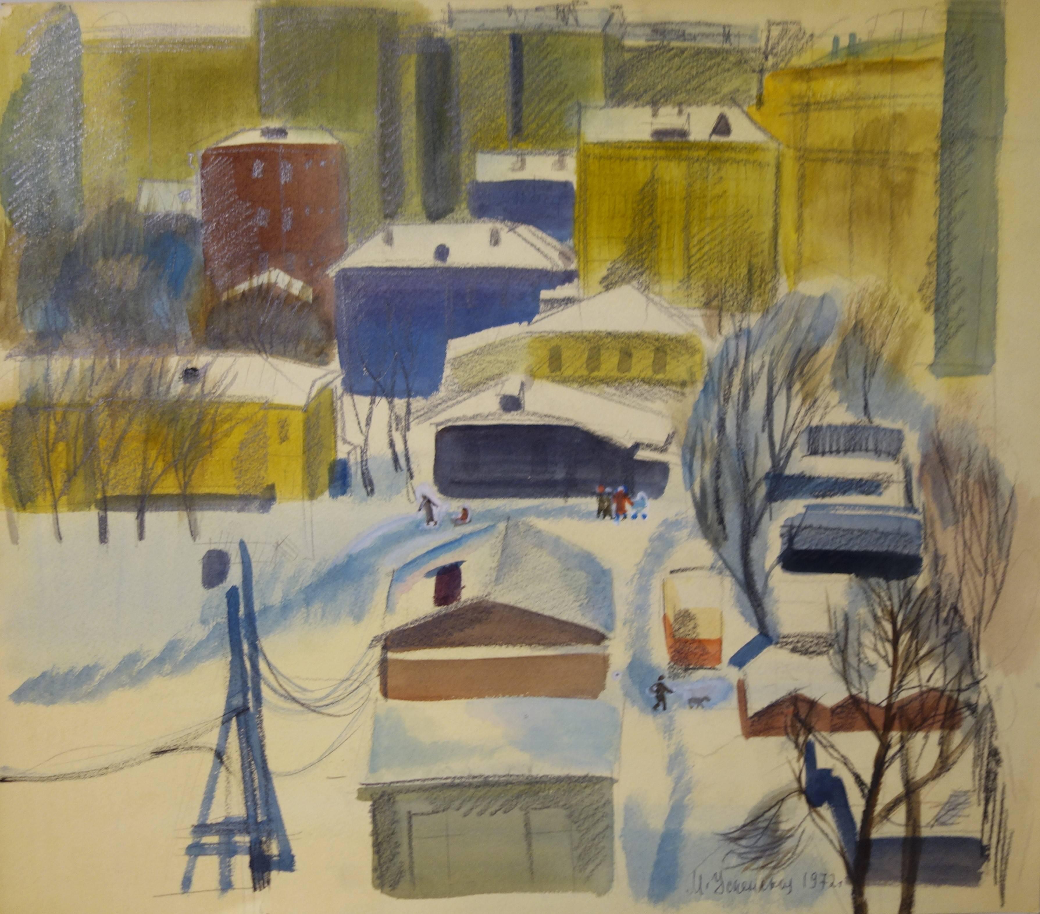 Marina Yevgenyevna Uspenskaya Landscape Painting - "Moscow  " Tempera color  cm. 52 x 46