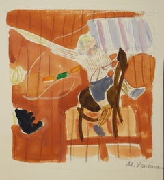 "Il piccolo cavaliere " Bambino, giochi, infanzia    cm . 20 x 17  acquerello