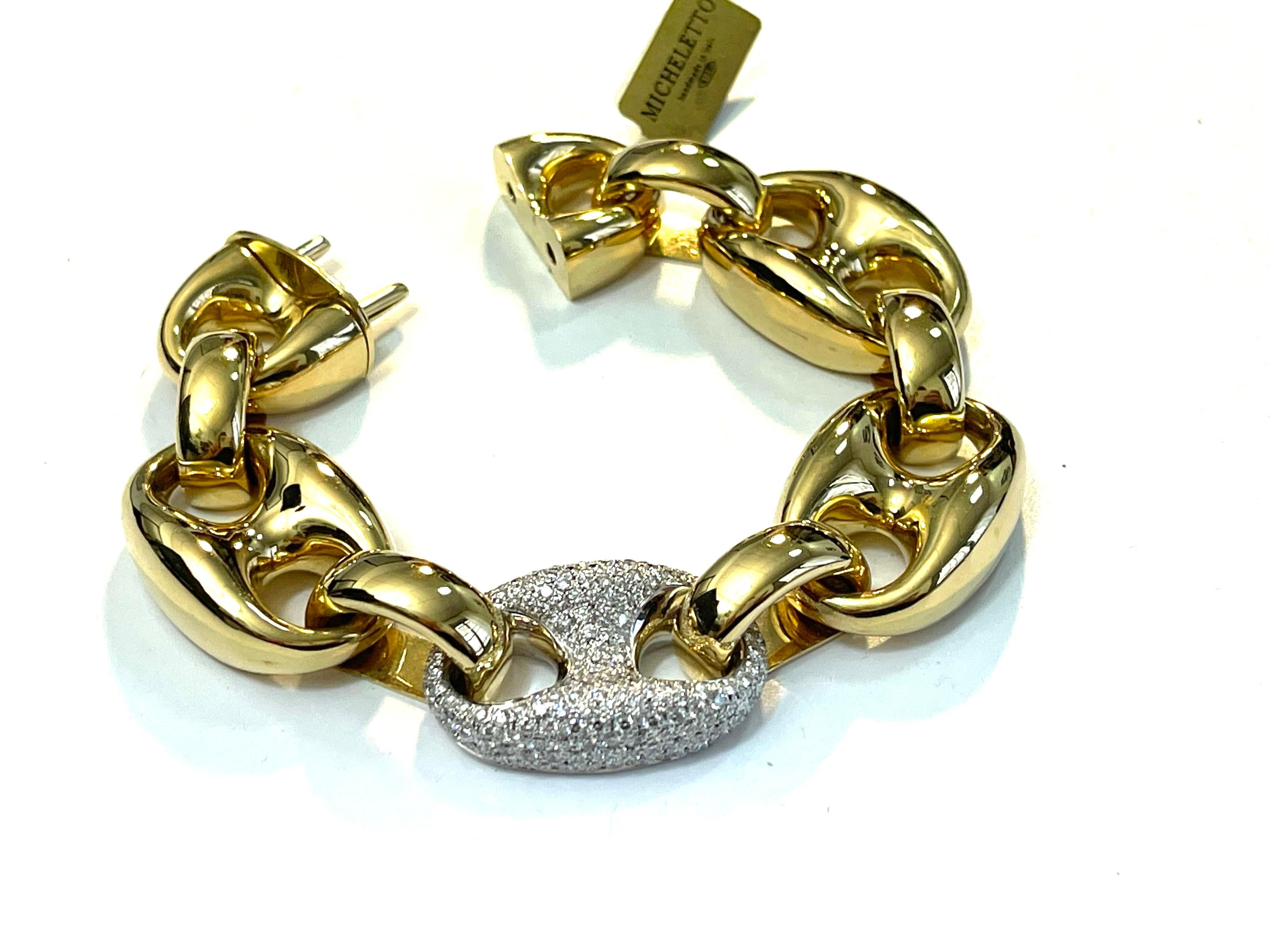 Taille brillant Bracelet Marinalink en or rose 18 carats et diamant blanc en vente