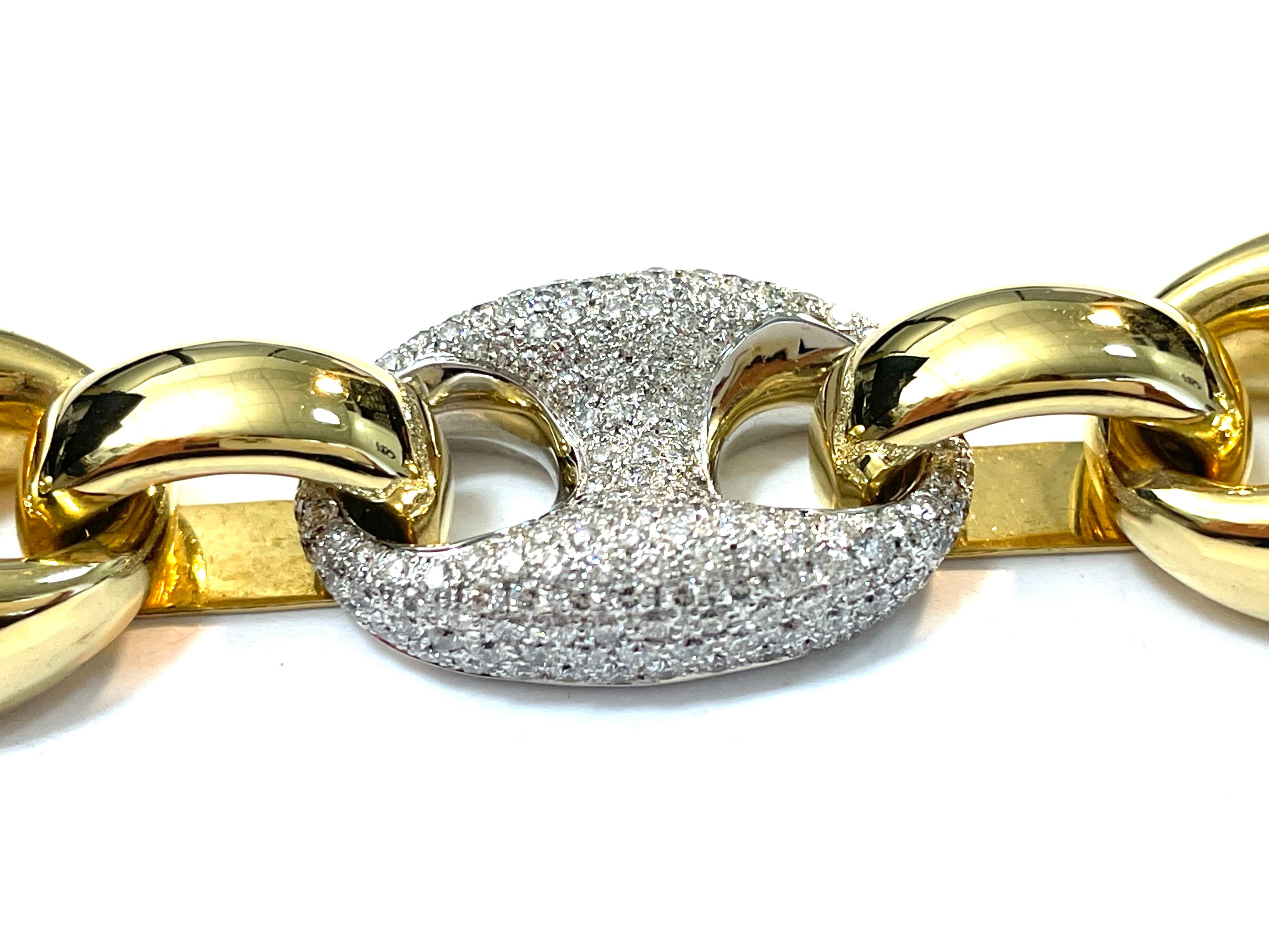 Marinalink Bracelet 18 Karat Pink Gold and White Diamond For Sale 2