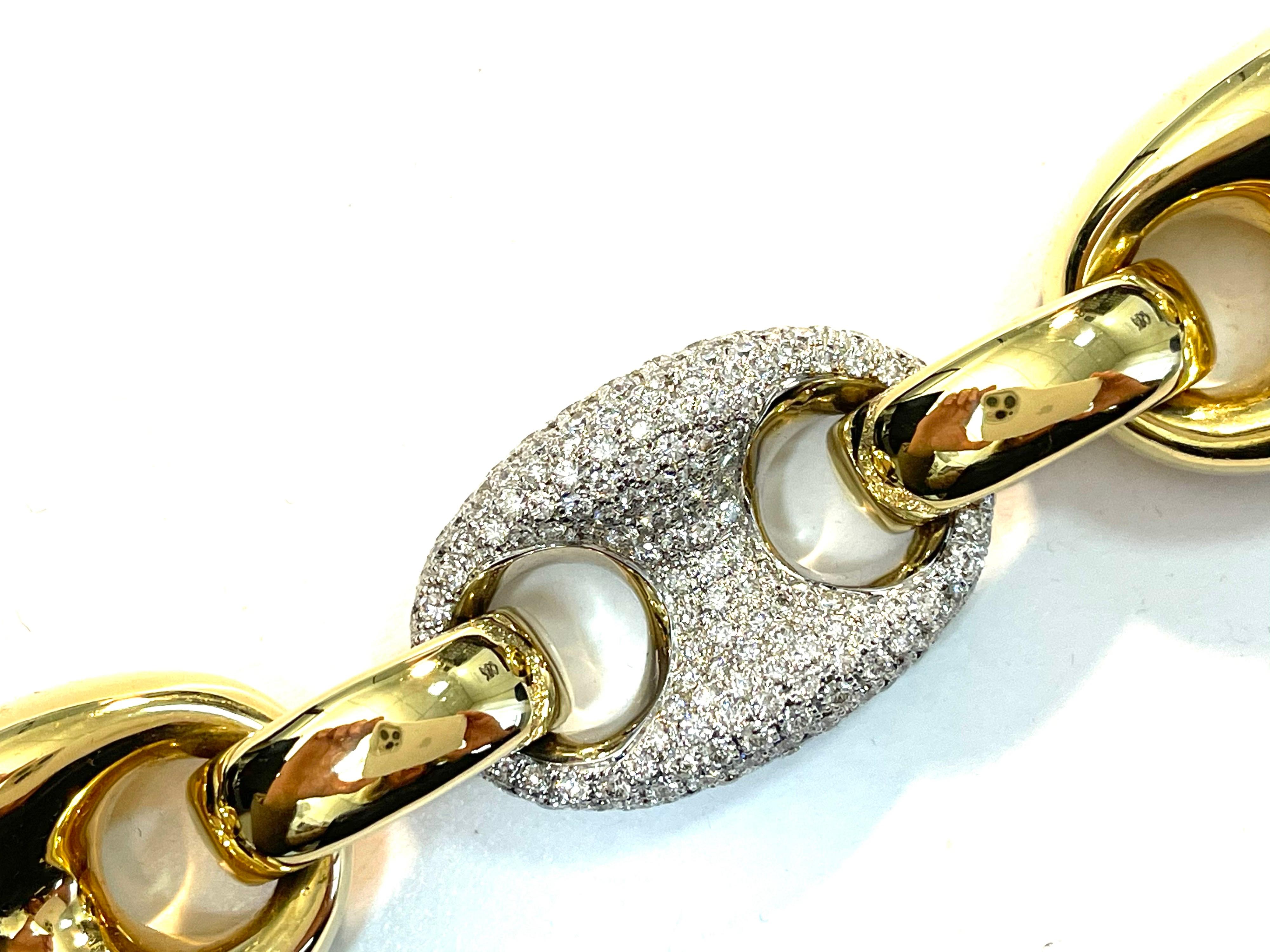 Marinalink Bracelet 18 Karat Pink Gold and White Diamond For Sale 3