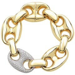 Marinalink-Armband aus 18 Karat Roségold mit weißen Diamanten