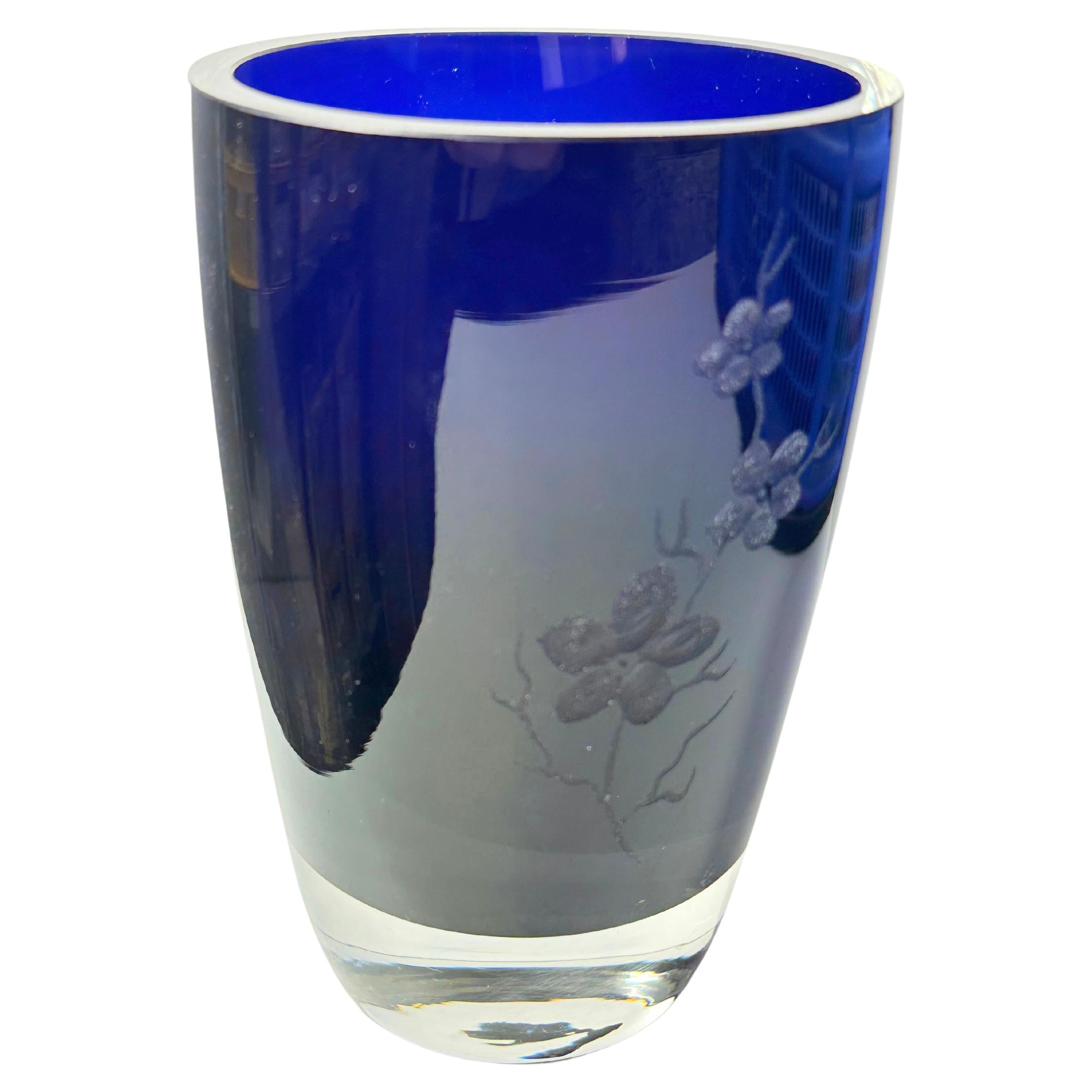 Vase en verre Murano Glass Sommerso bleu marine, Italie, années 1950