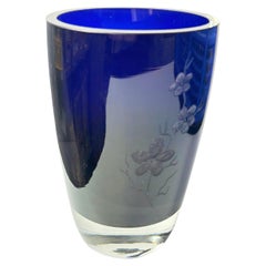 Marine Blue Murano Glass Vase Sommerso Vintage, Italy, 1950s