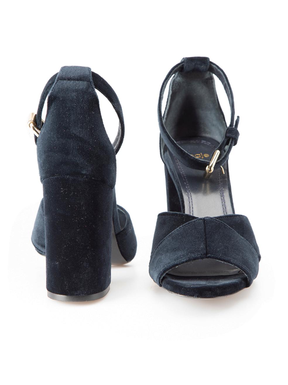 Black Marine Blue Velvet Heeled Sandals Size IT 37