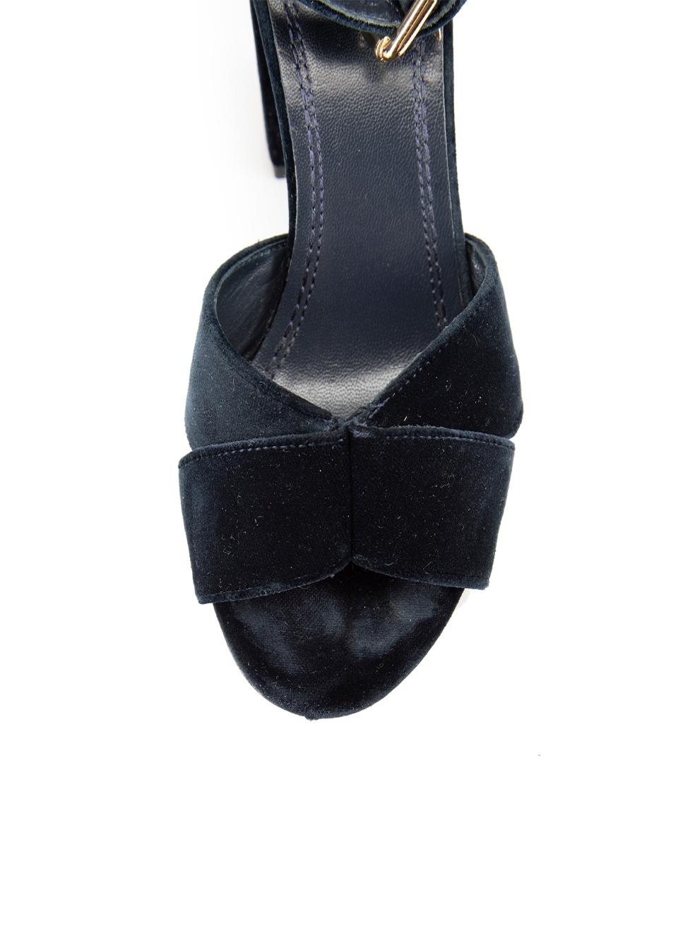 Marine Blue Velvet Heeled Sandals Size IT 37 1