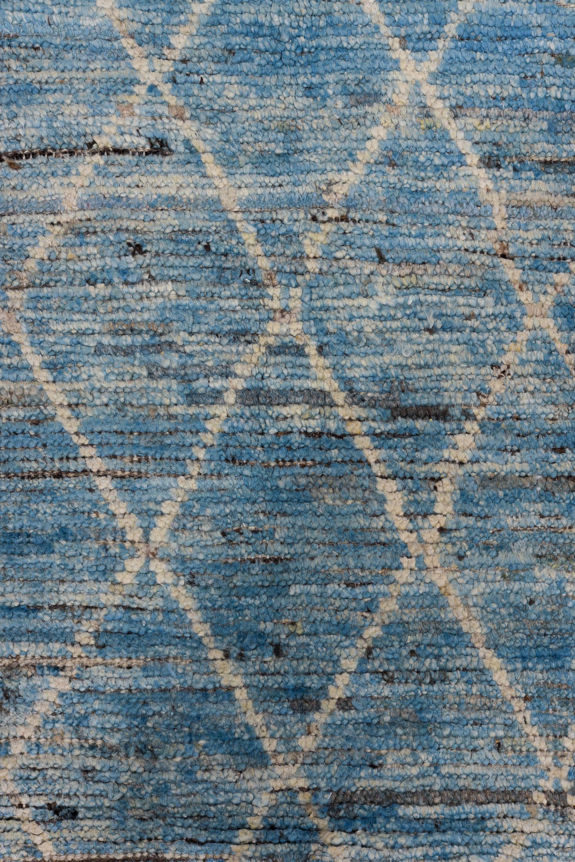 Marine Blue with Shades of Charcoal Tulu In Excellent Condition For Sale In New York, NY