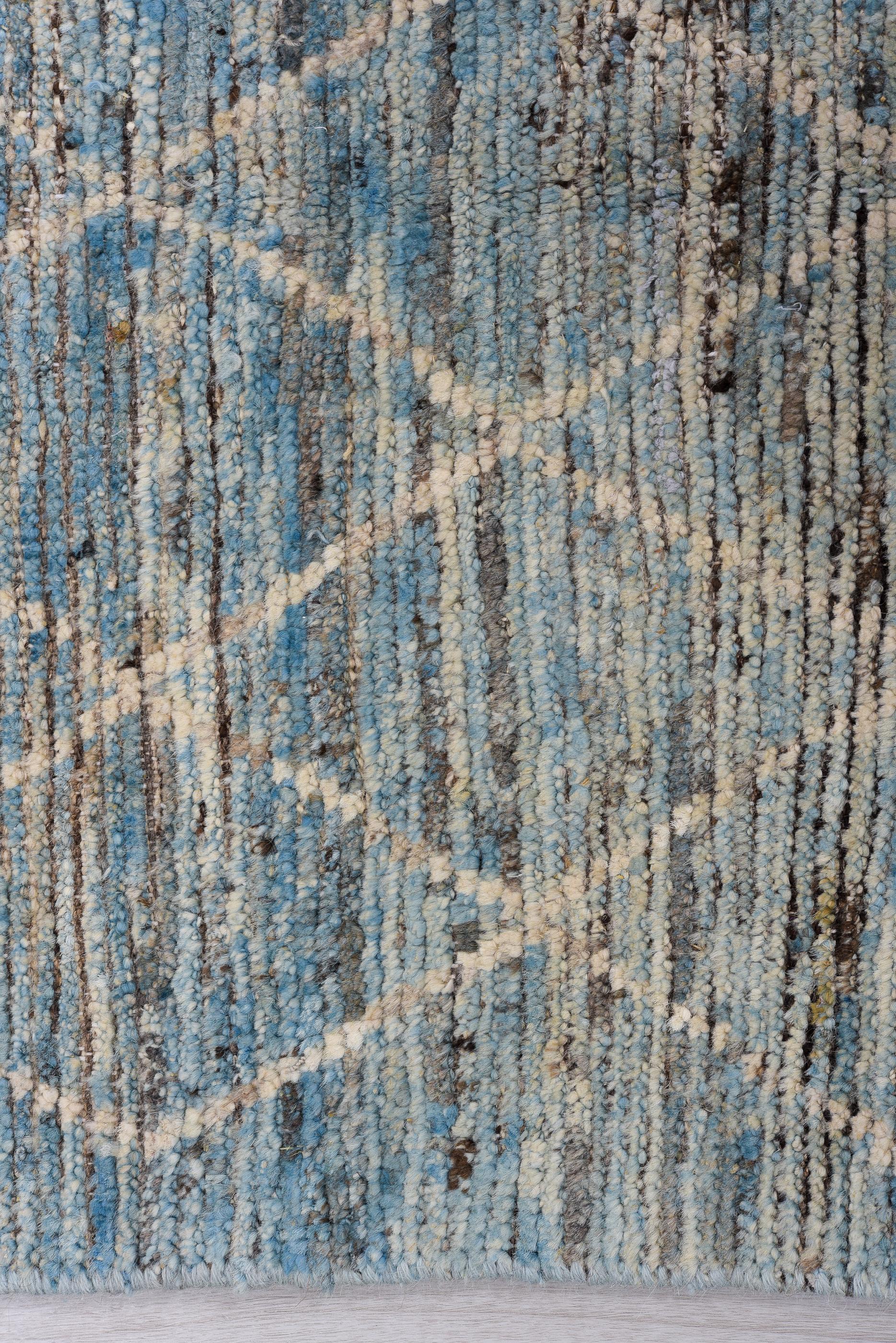Contemporary Marine Blue with Shades of Charcoal Tulu For Sale