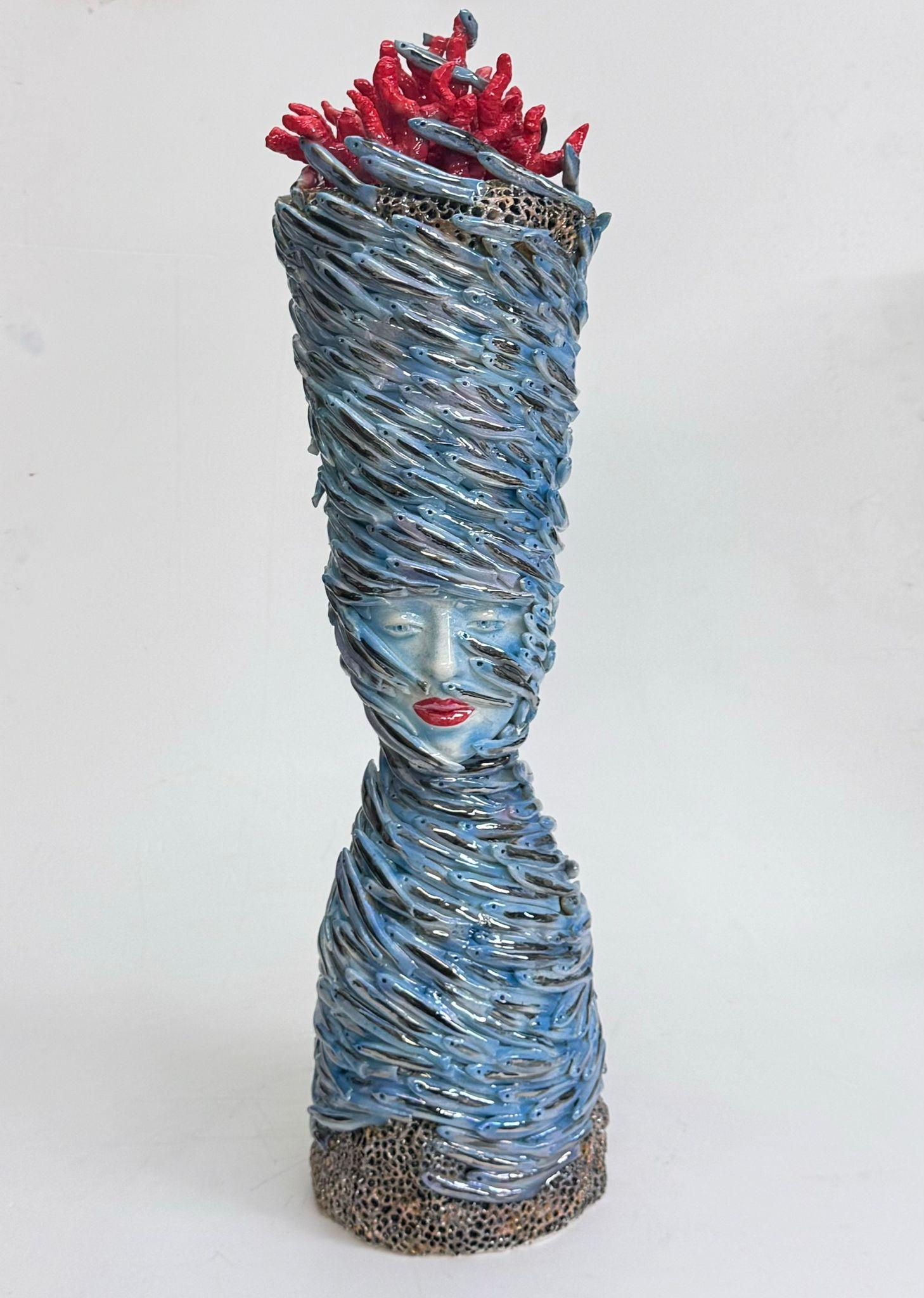 Centrotavola in ceramica Marin. Unico fatto a mano e dipinto a mano. Ceramica 2024 in vendita 1