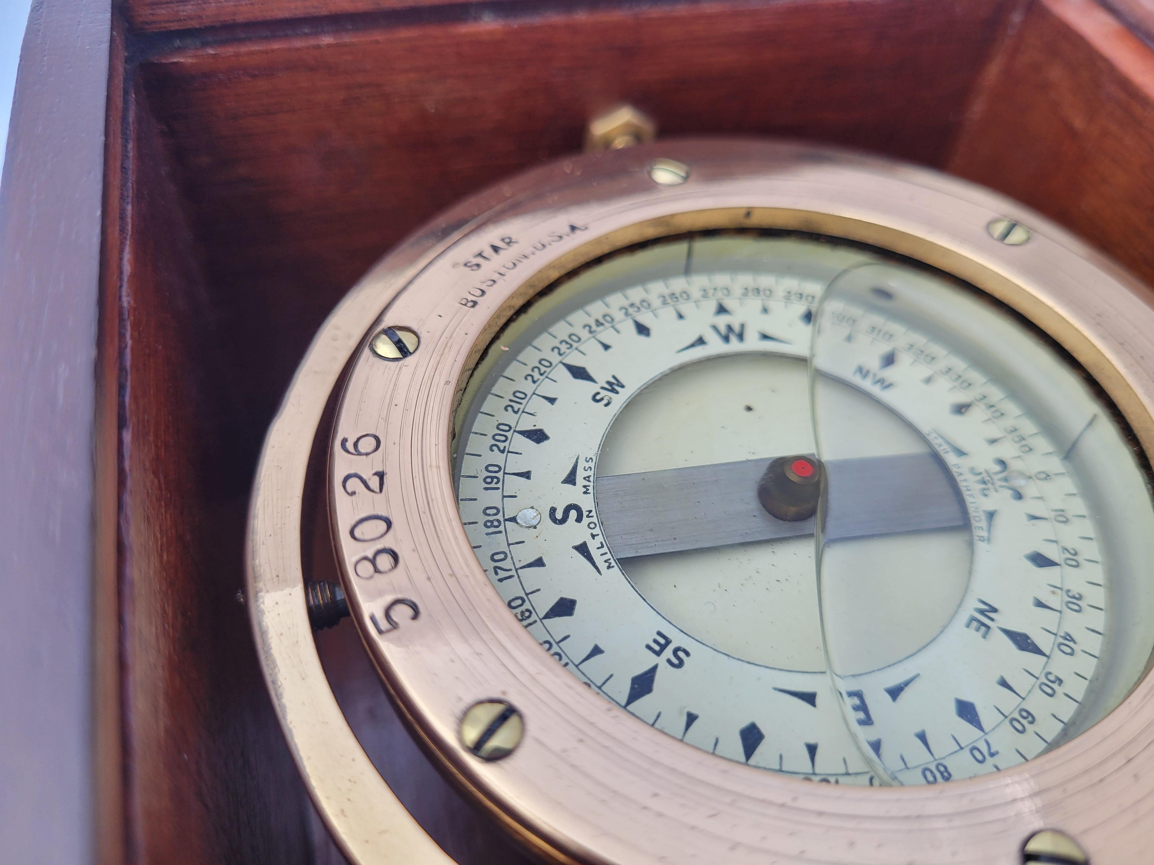 Marine Compass in Box by Star Compass of Boston For Sale 1