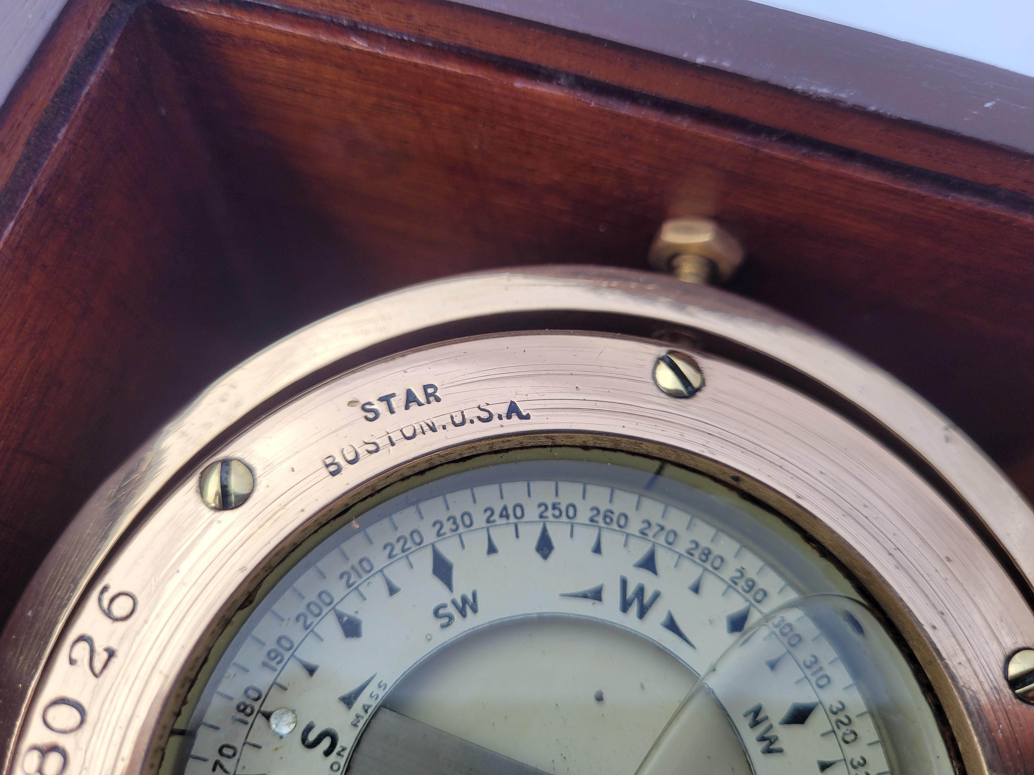 Marine Compass in Box by Star Compass of Boston For Sale 3