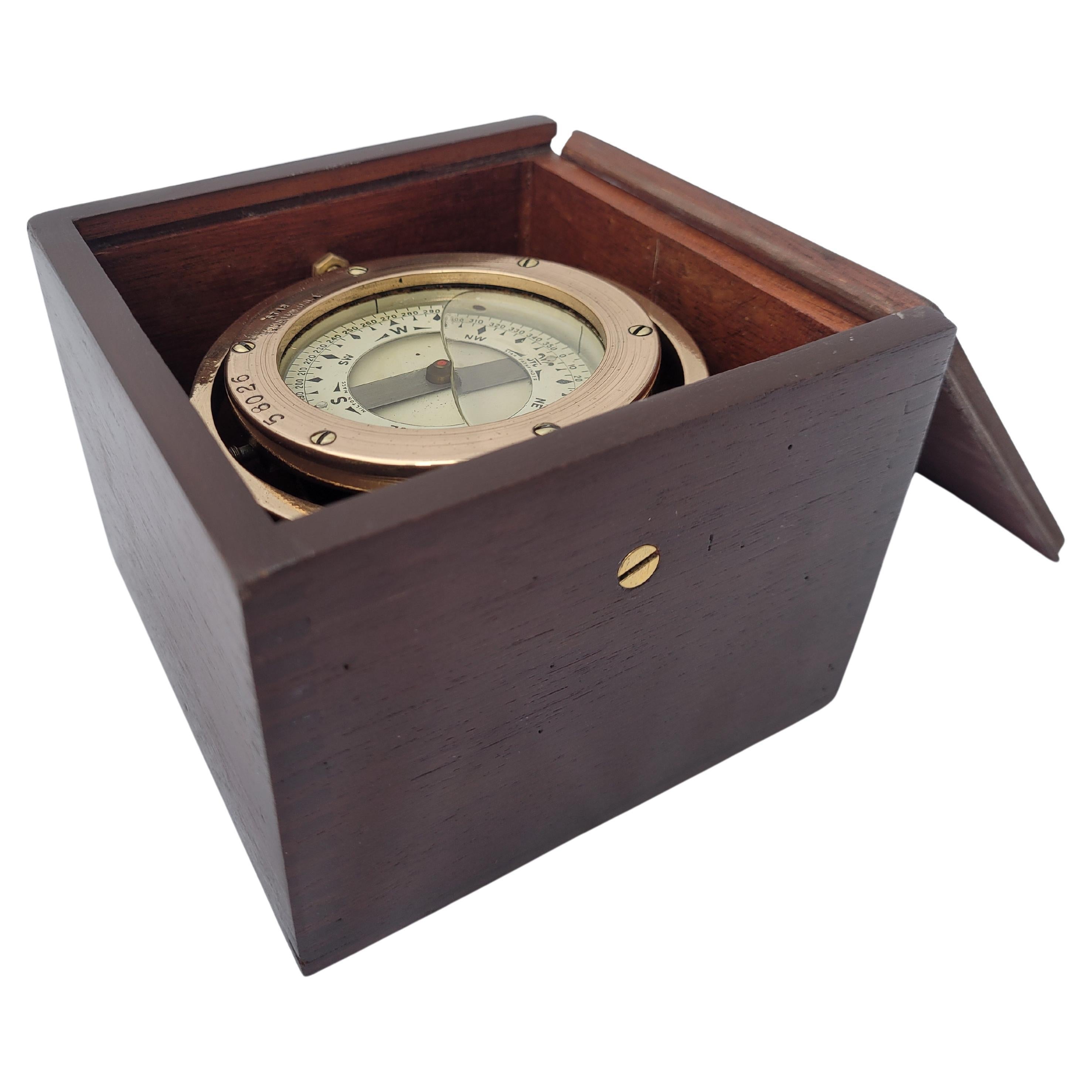 Marine Compass in Box by Star Compass of Boston For Sale
