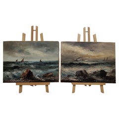 Marine mit Felsen und Booten, Öl auf Leinwand, 1930