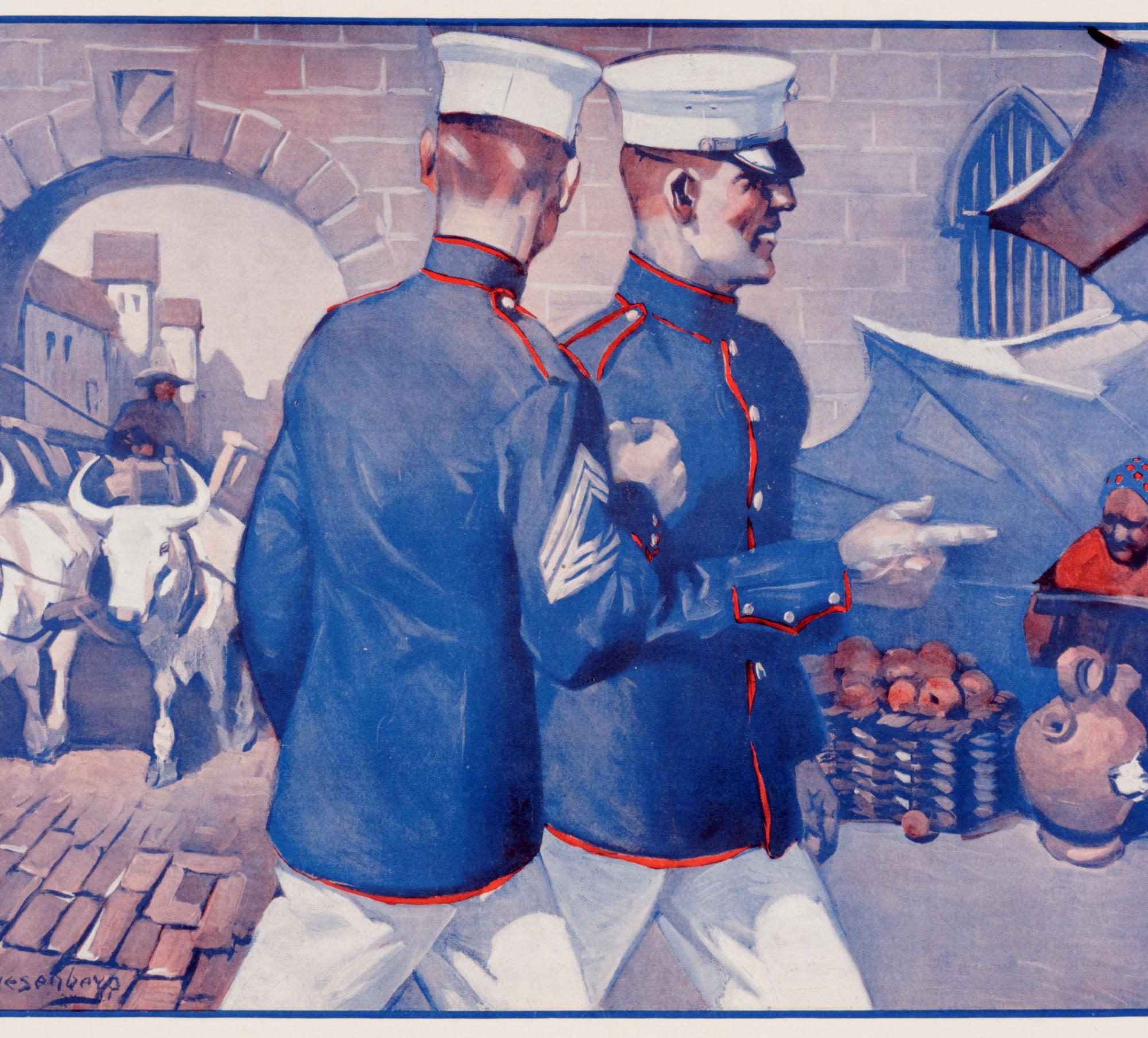 Americano Poster di reclutamento del Corpo dei Marines di Sidney Riesenberg, 1910-1916 ca. in vendita