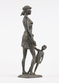 All the time in the world by Marine de Soos - Bronze sculpture, mother and son