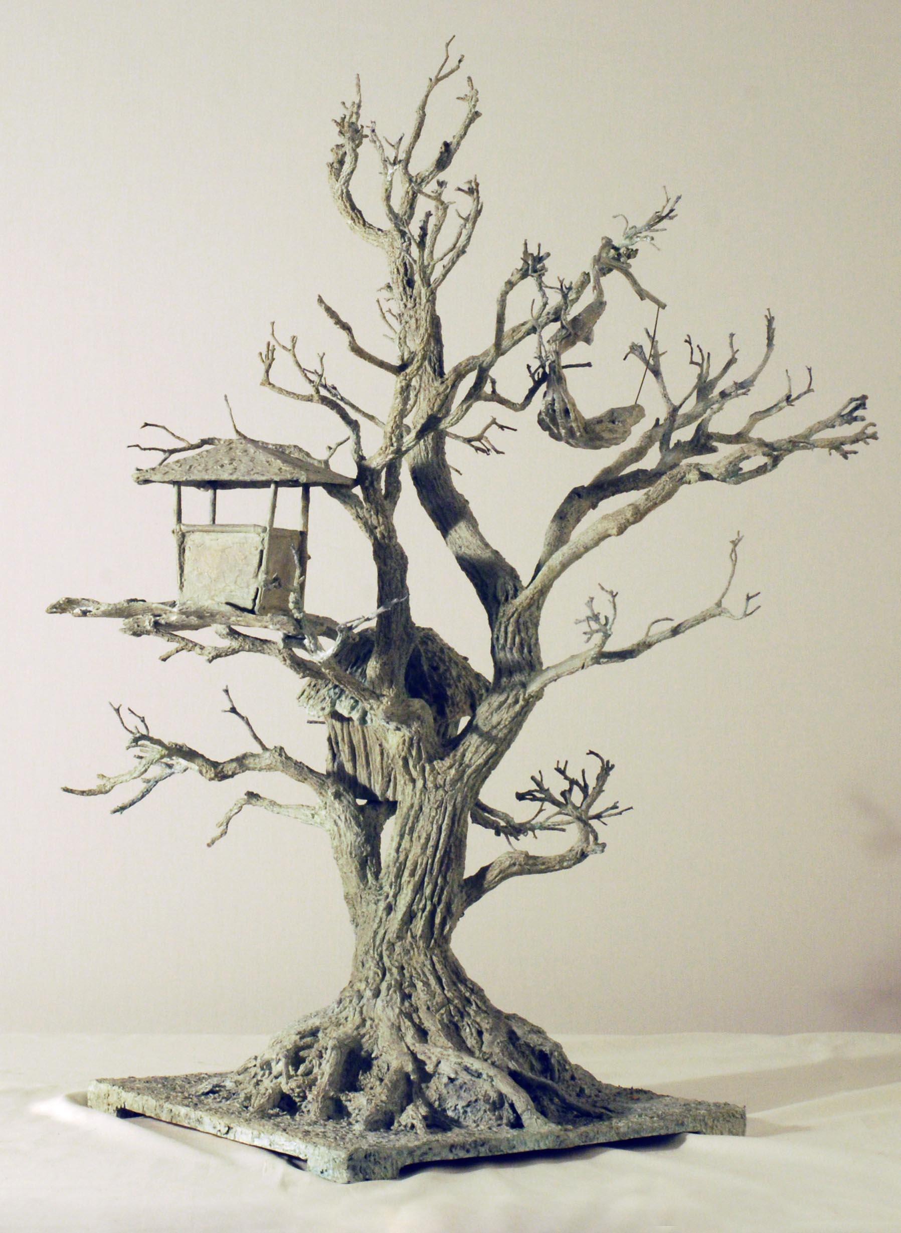 Au gré des vents di Marine de Soos - Scultura contemporanea in bronzo, case sugli alberi in vendita 1