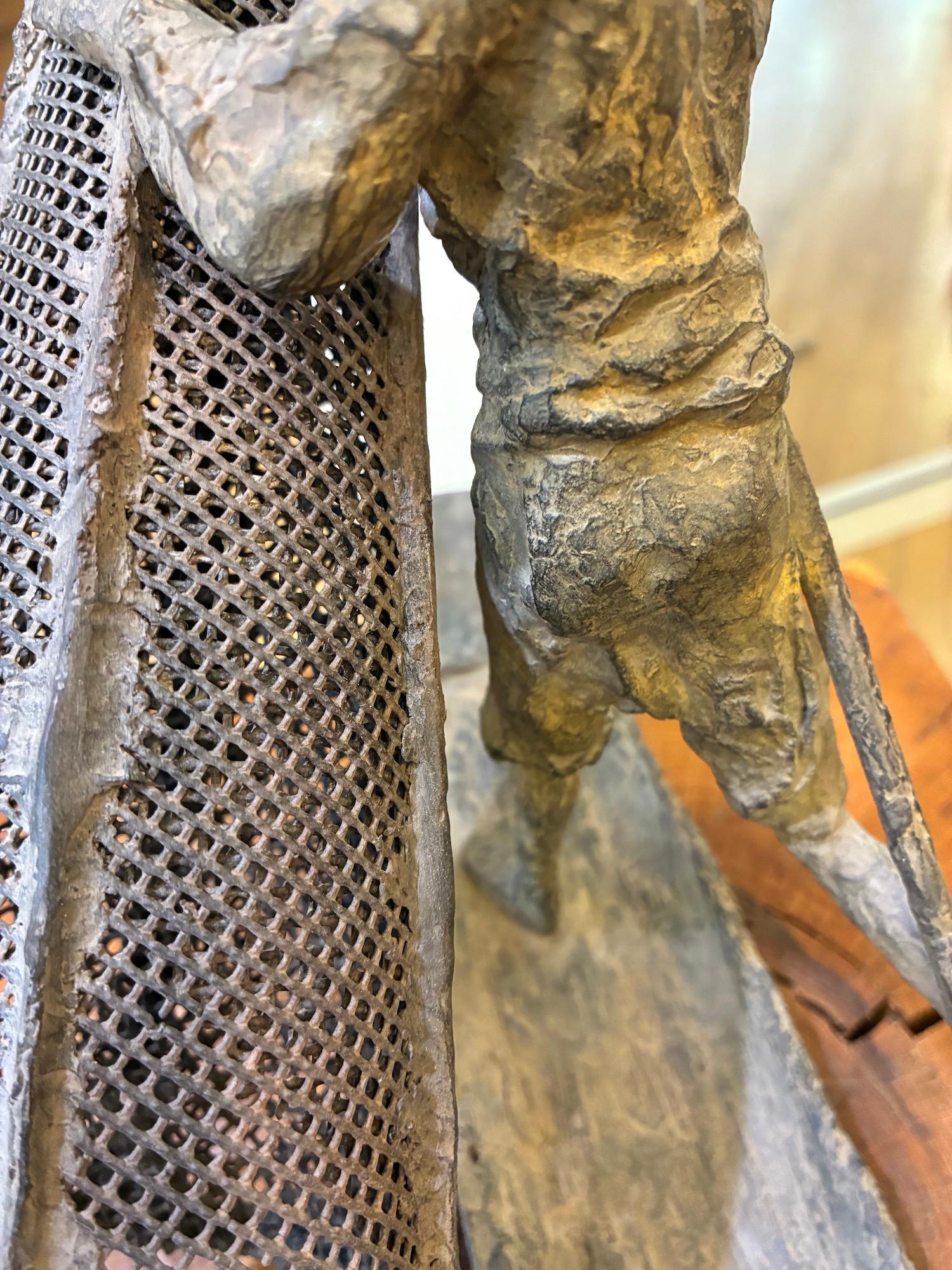Burman Fisherman III by Marine de Soos - Bronze sculpture, figurative, man For Sale 9