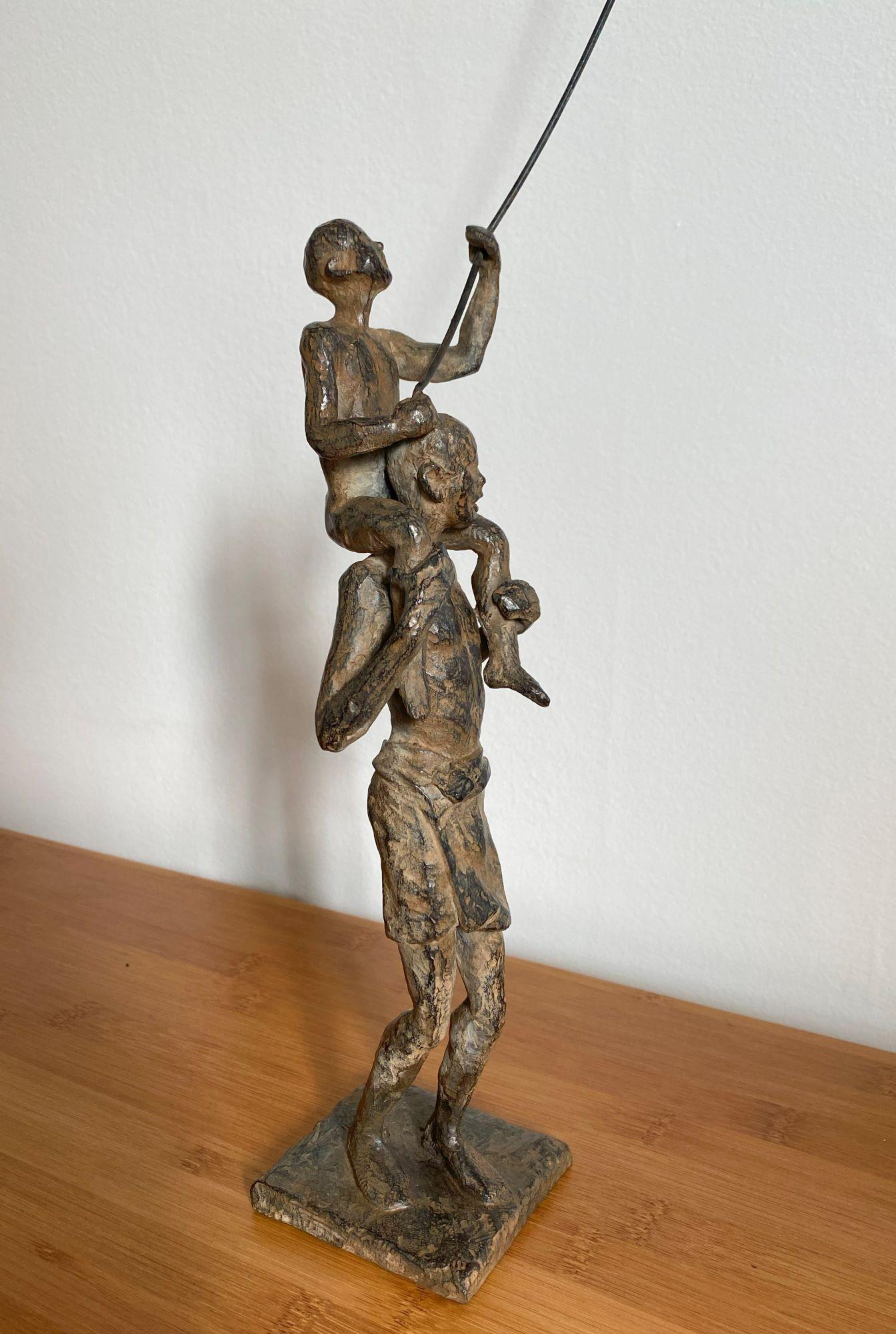 Childhood’s Sail VI by Marine de Soos - Bronze sculpture, child's figure, kite For Sale 7