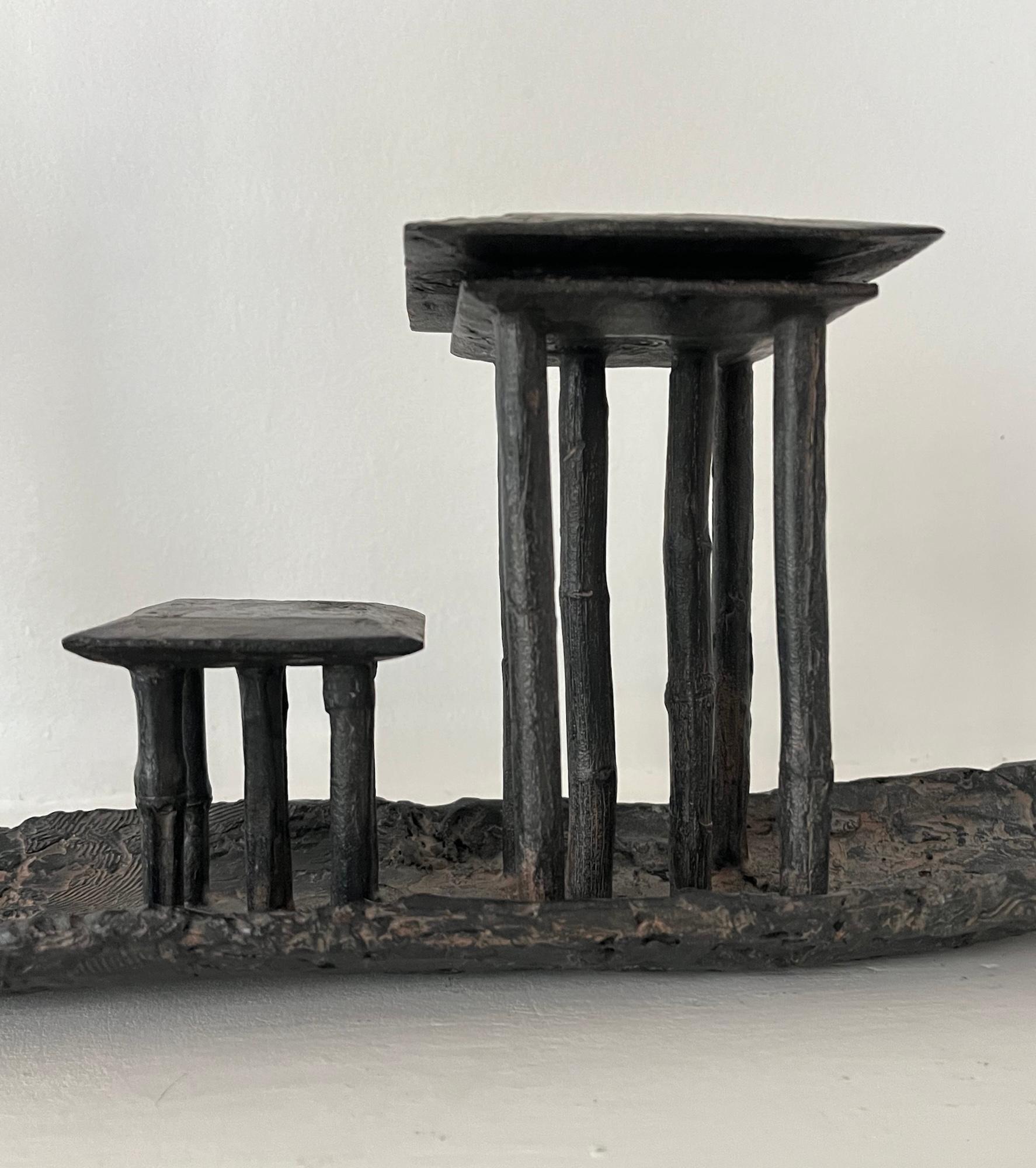 D'une Rive à l'Autre di Marine de Soos - Scultura in bronzo, donna su una canoa in vendita 10