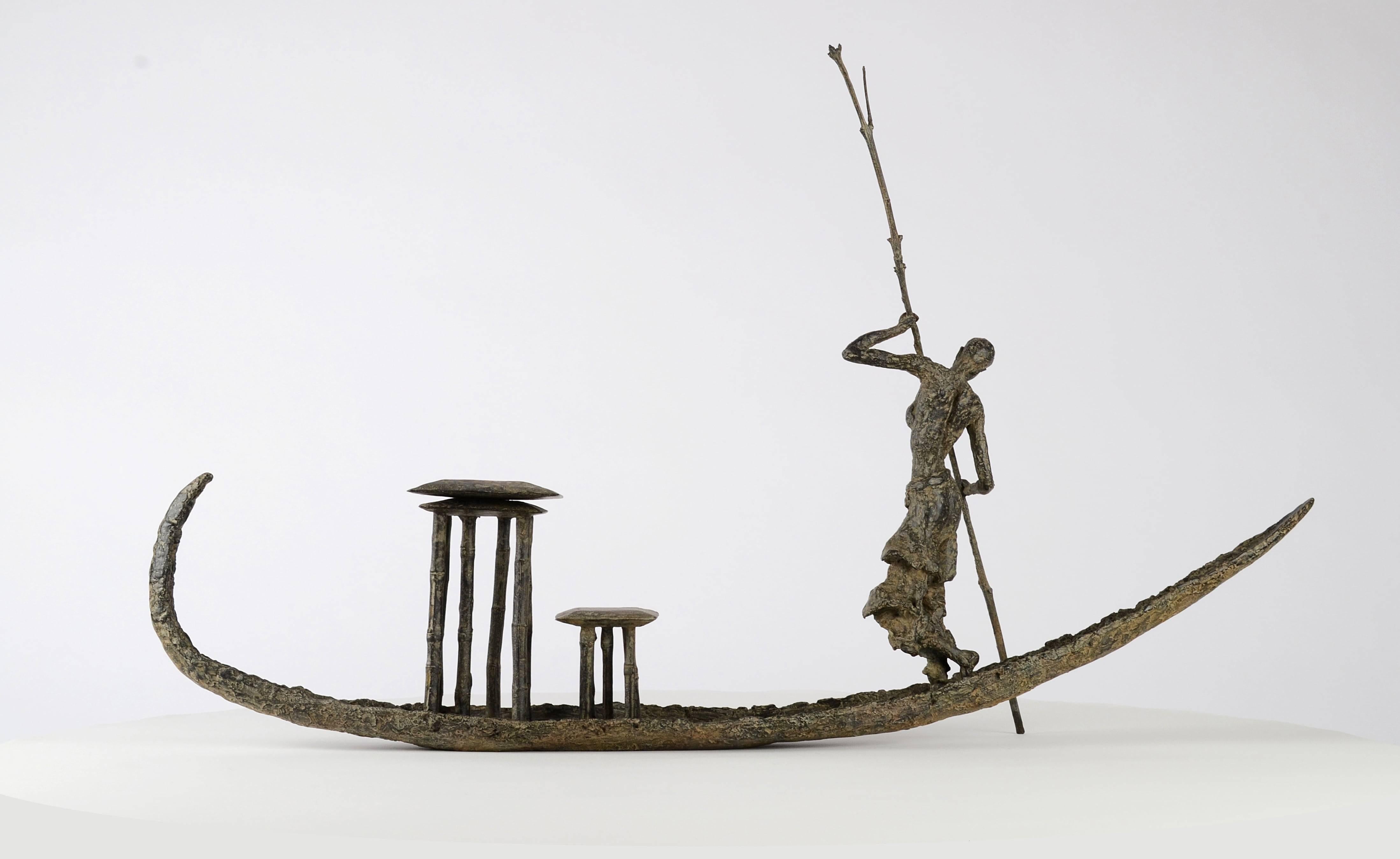 D'une Rive à l'Autre is a bronze sculpture by French contemporary artist Marine de Soos, dimensions are 50 × 83 × 14 cm (19.7 × 32.7 × 5.5 in). 
The sculpture is signed and numbered, it is part of a limited edition of 8 editions + 4 artist’s proofs,