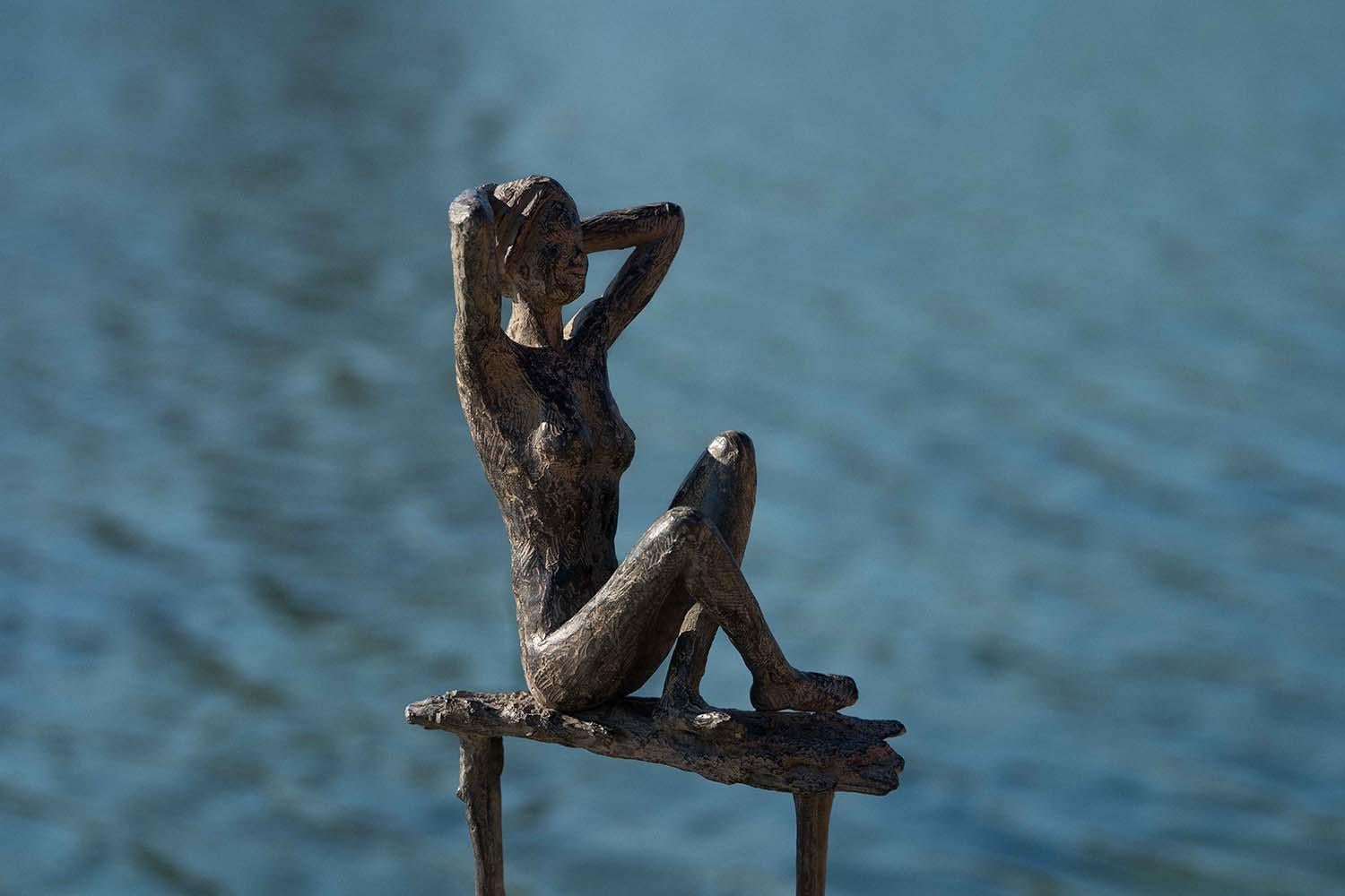 Enchanting Rituals by Marine de Soos - Seated Female Nude, bronze sculpture For Sale 1
