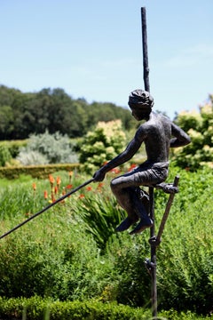 Fisherman on Stilt by Marine de Soos - Large bronze sculpture, human figure, man