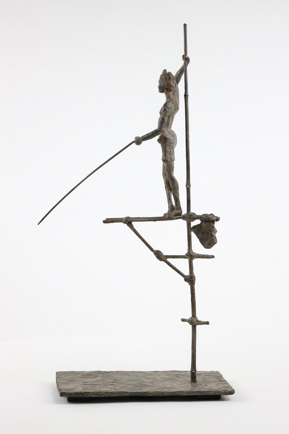 Fisherman on stilt II by Marine de Soos - Bronze sculpture, human figure, man For Sale 1