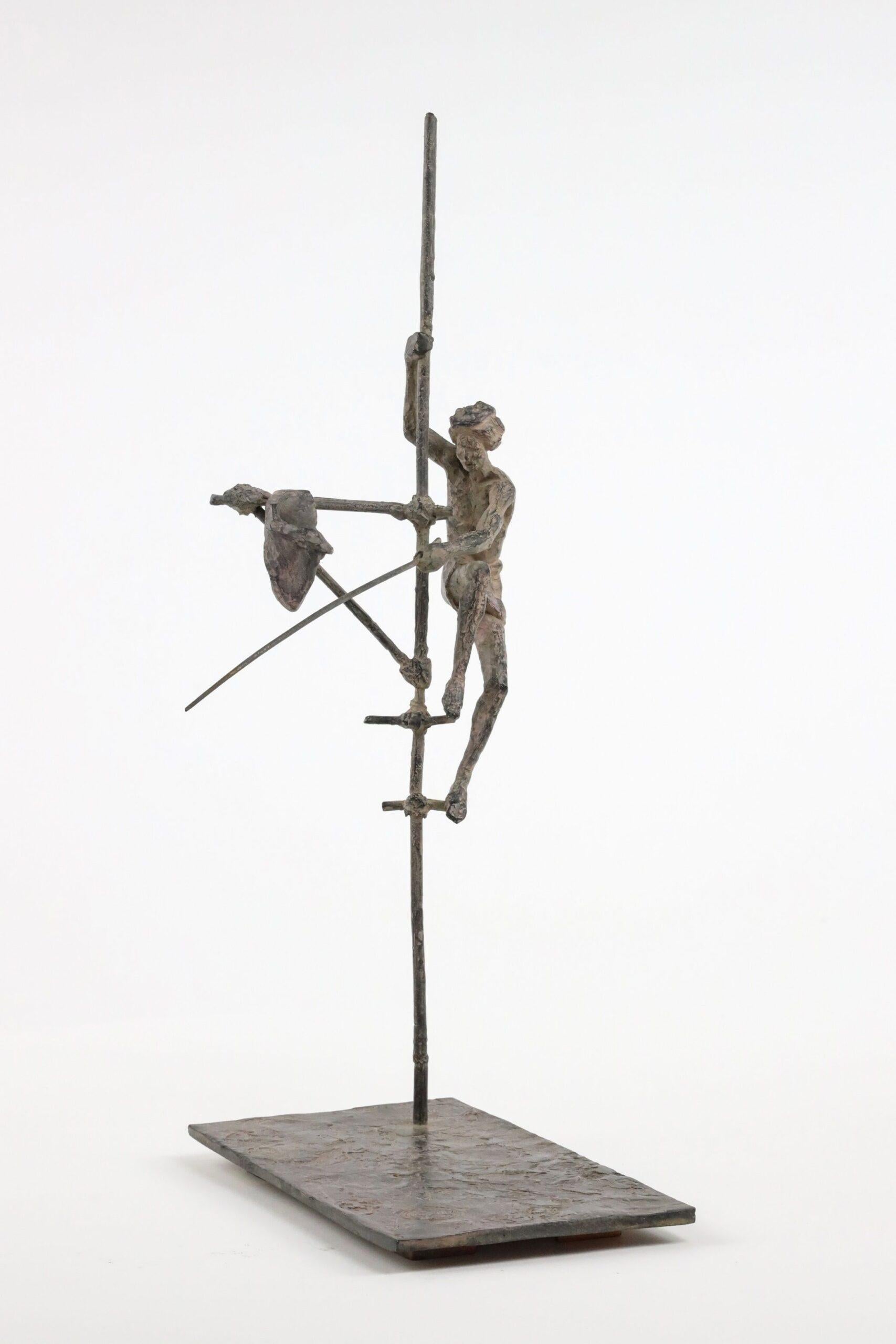 Fisherman on stilt III is a bronze sculpture by French contemporary artist Marine de Soos, dimensions are 45 × 25 × 19 cm (17.7 × 9.8 × 7.5 in). 
The sculpture is signed and numbered, it is part of a limited edition of 8 editions + 4 artist’s